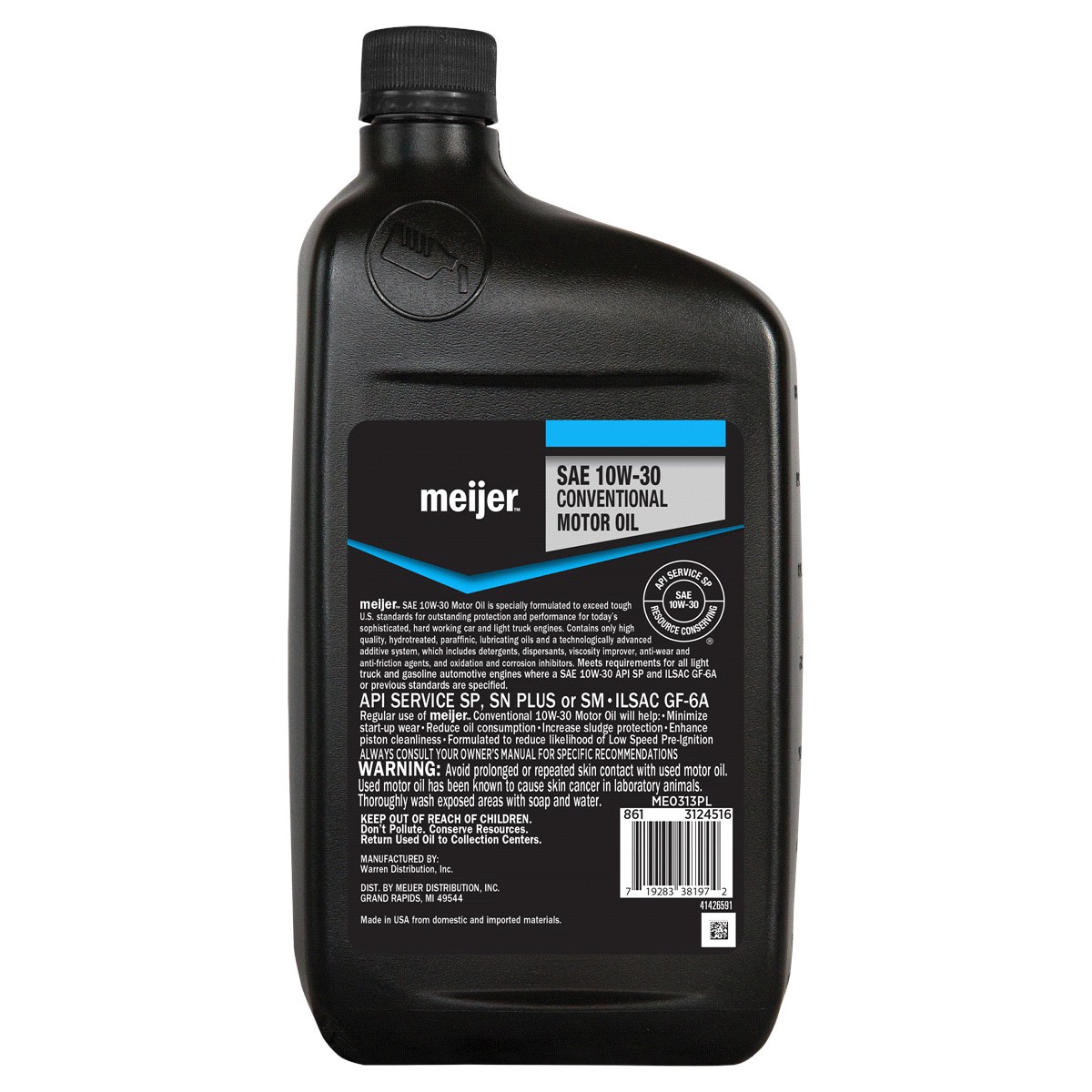 slide 2 of 2, Meijer Conventional SAE 10W-30 Motor Oil, 1 qt