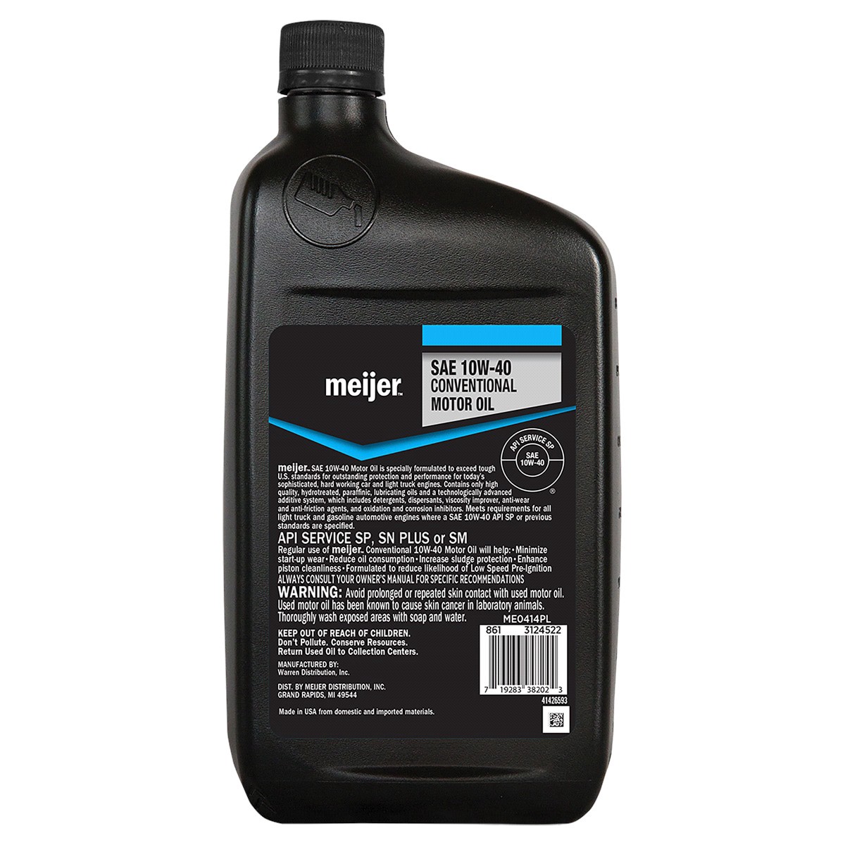 slide 2 of 2, Meijer Conventional SAE 10W-40 Motor Oil, 1 qt
