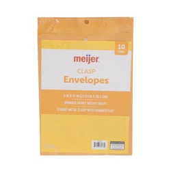 Meijer Clasp Envelopes, 9 In X 12 In, 10 Pk
