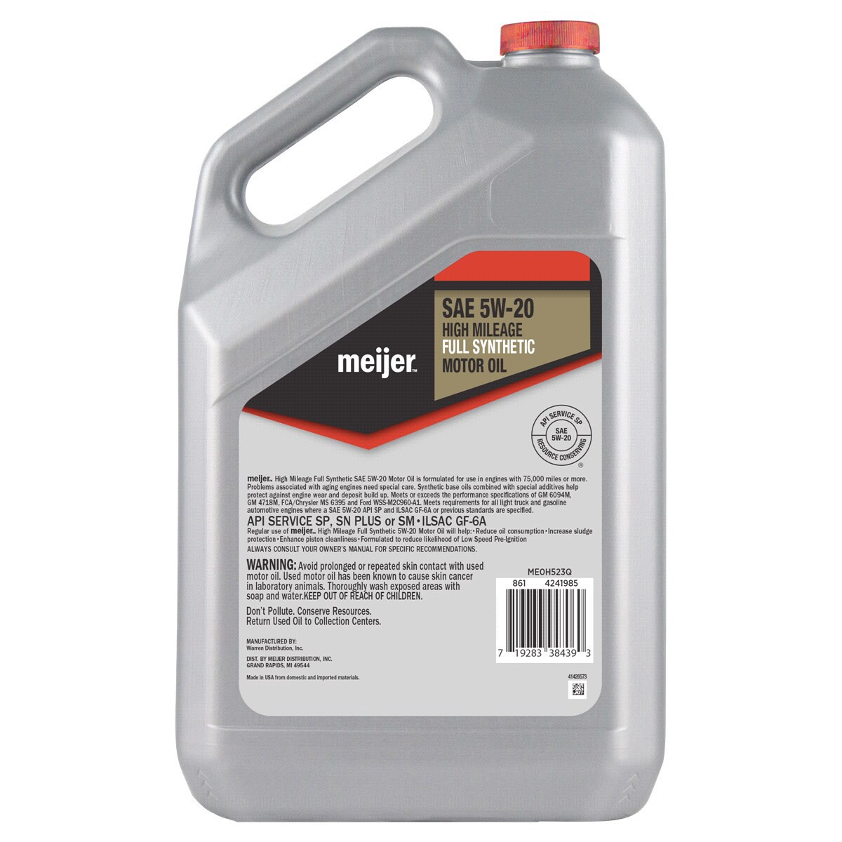 slide 2 of 2, Meijer High Mileage Full Synthetic 5W, 20 5 quarts