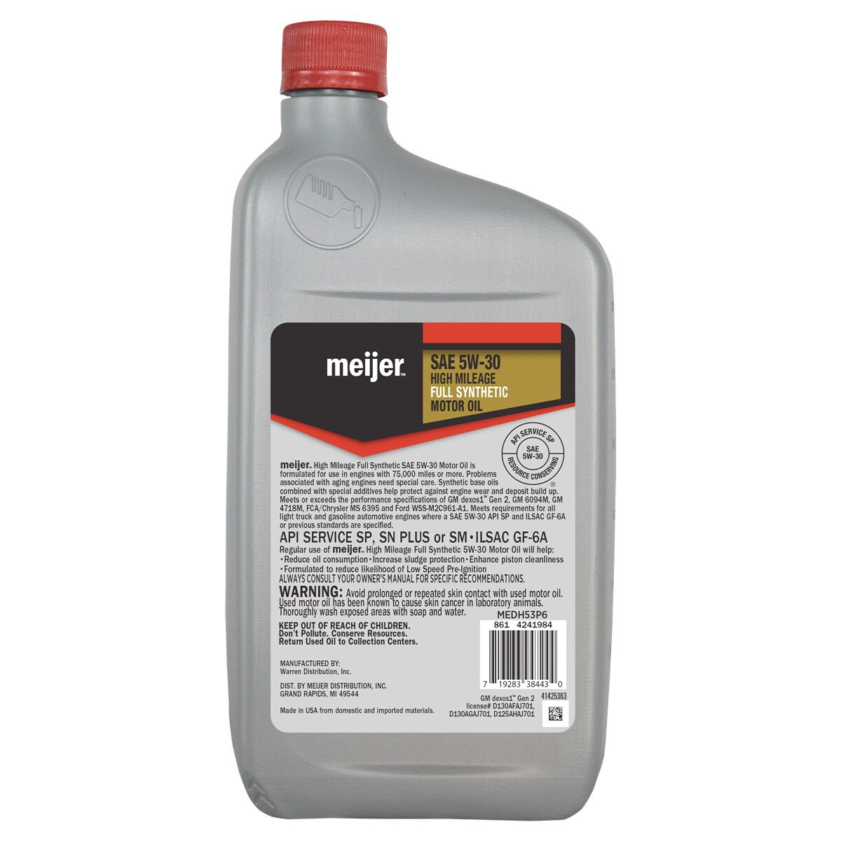 slide 2 of 2, Meijer High Mileage 5W-30 Motor Oil, Full Synthetic, 1 qt