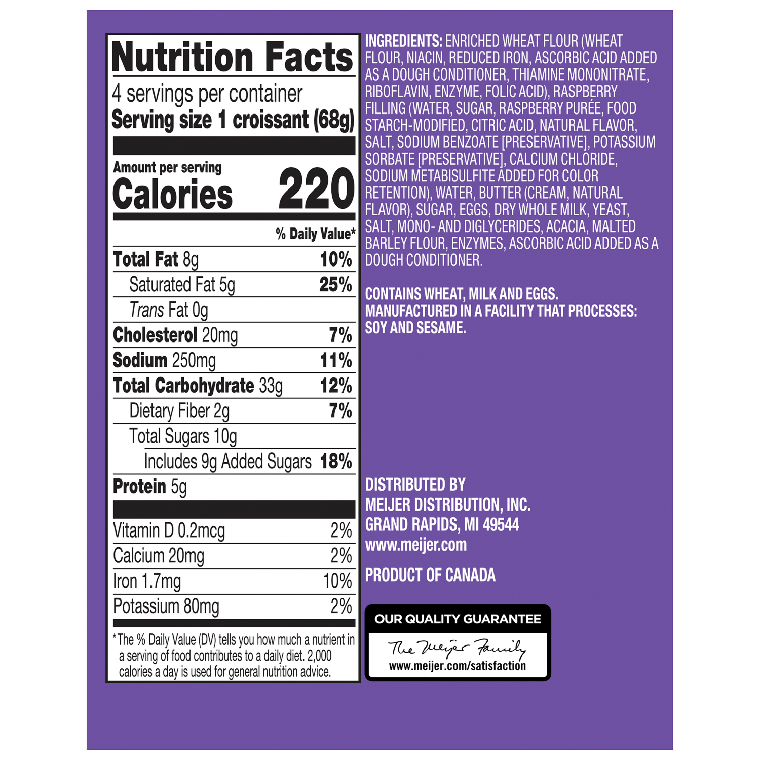 slide 3 of 4, Fresh From Meijer Raspberry Filled Croissant 4Ct, 4 ct