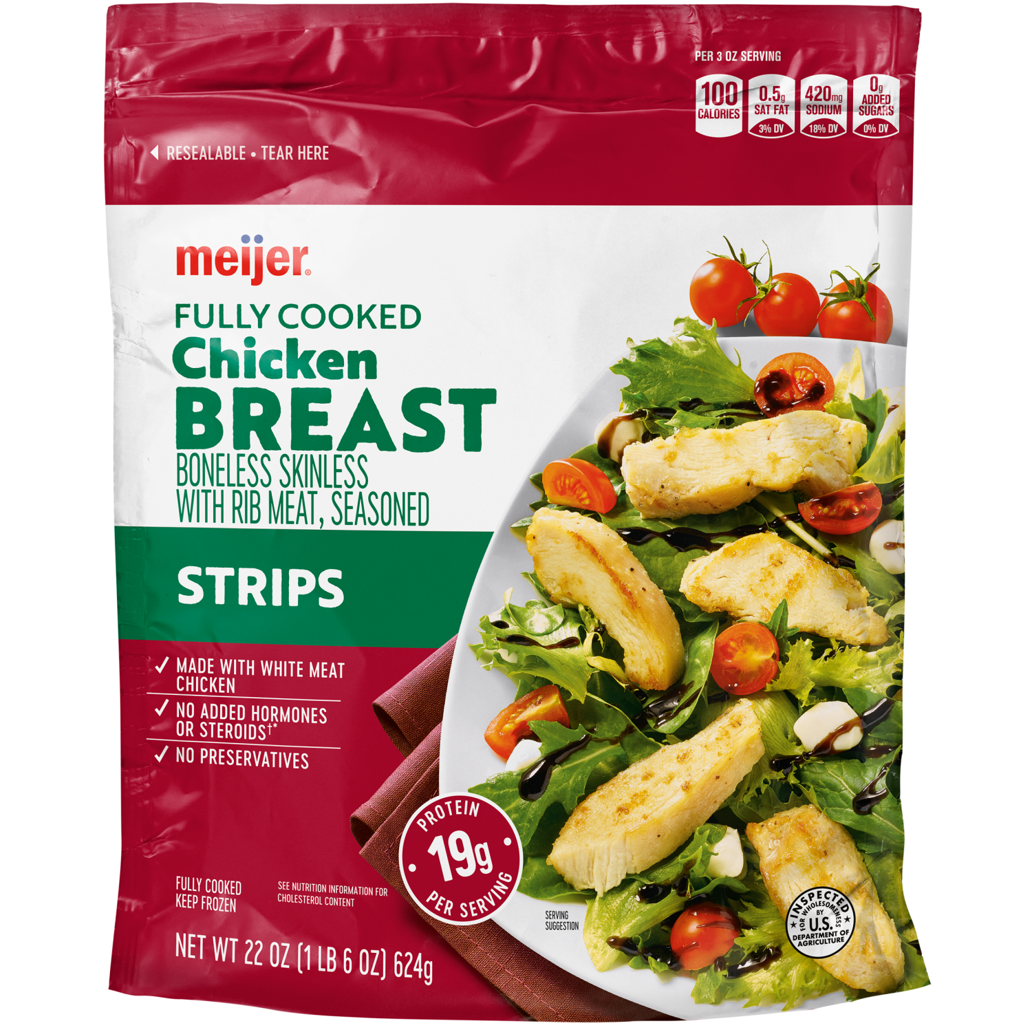 slide 1 of 2, Meijer Grilled Chicken Breast Strips, 22 oz
