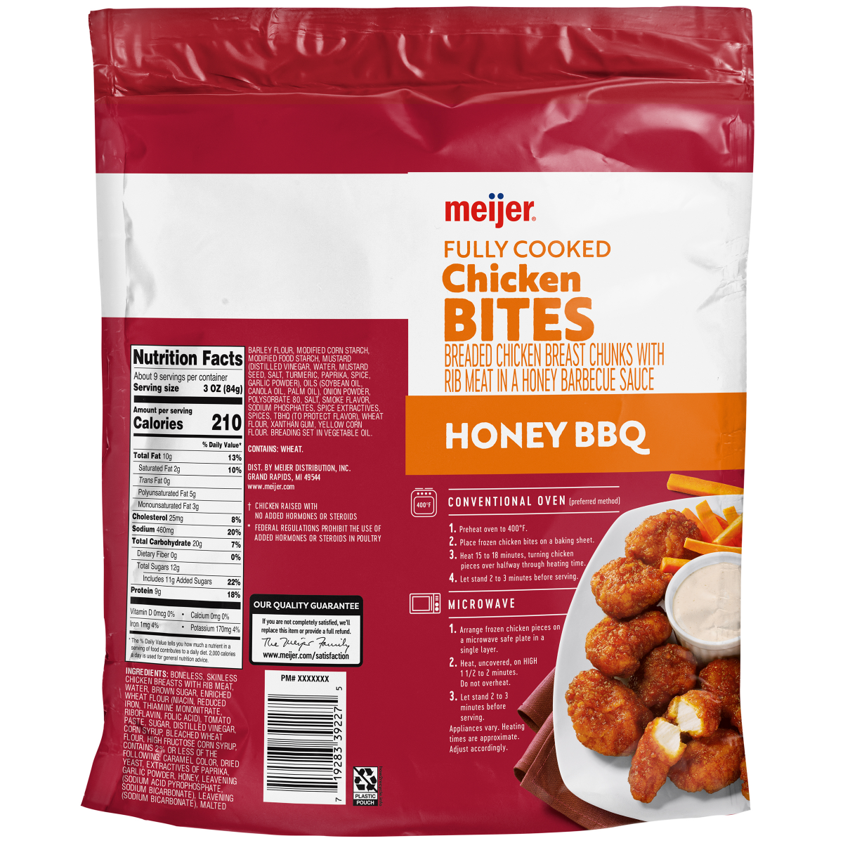 slide 2 of 2, Meijer Boneless Chicken Bites, fully cooked, Honey BBQ , 722.91 g