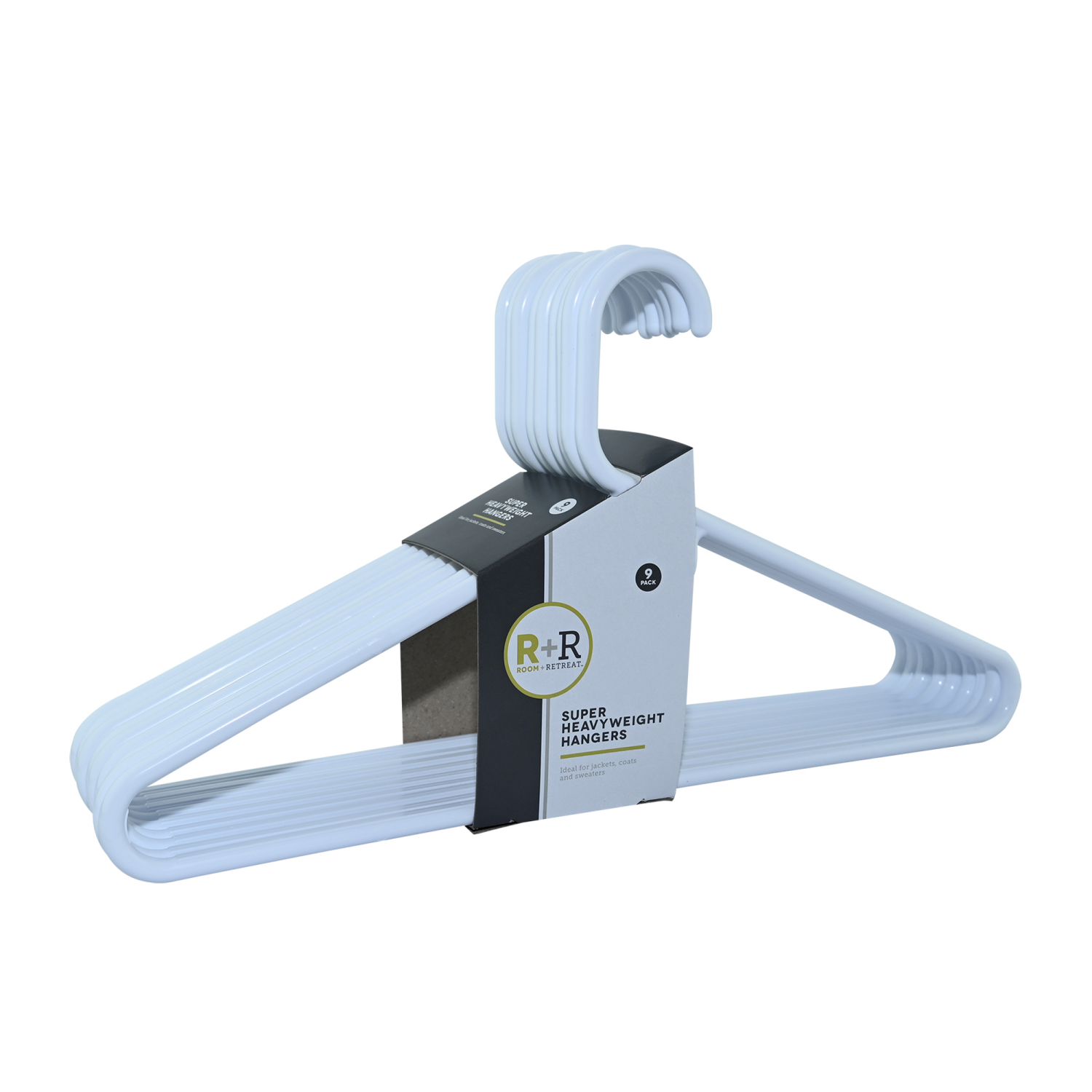 slide 1 of 1, R+R Super Heavy Weight Hangers - White, 9 ct