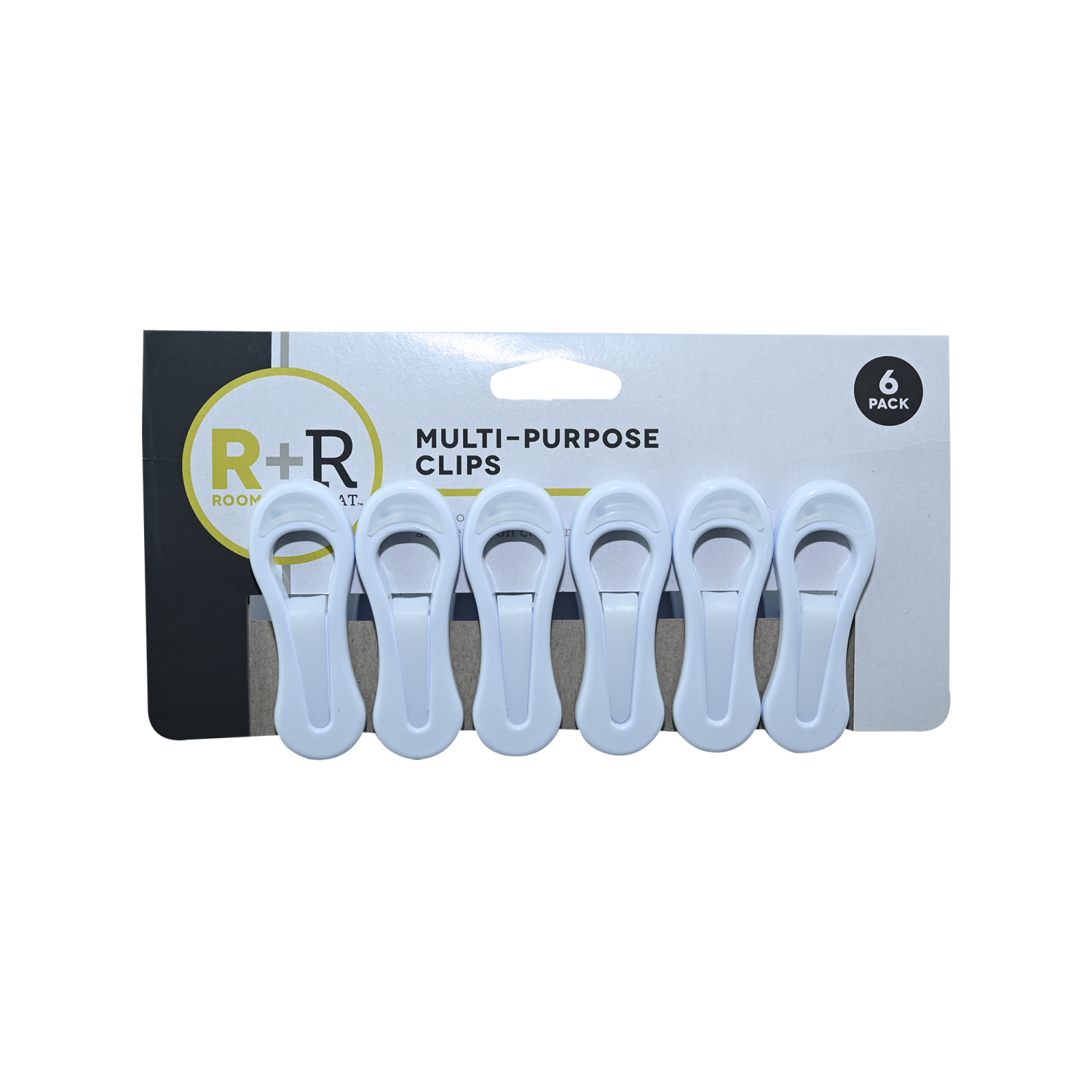 slide 1 of 2, ROOM & RETREAT R+R Multi-Purpose Hanger Clips, White, 6 Count, 6 ct