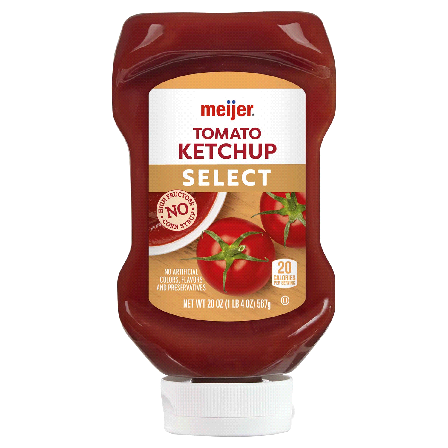 slide 1 of 2, Meijer No High Fructose Corn Syrup Ketchup, 20 oz