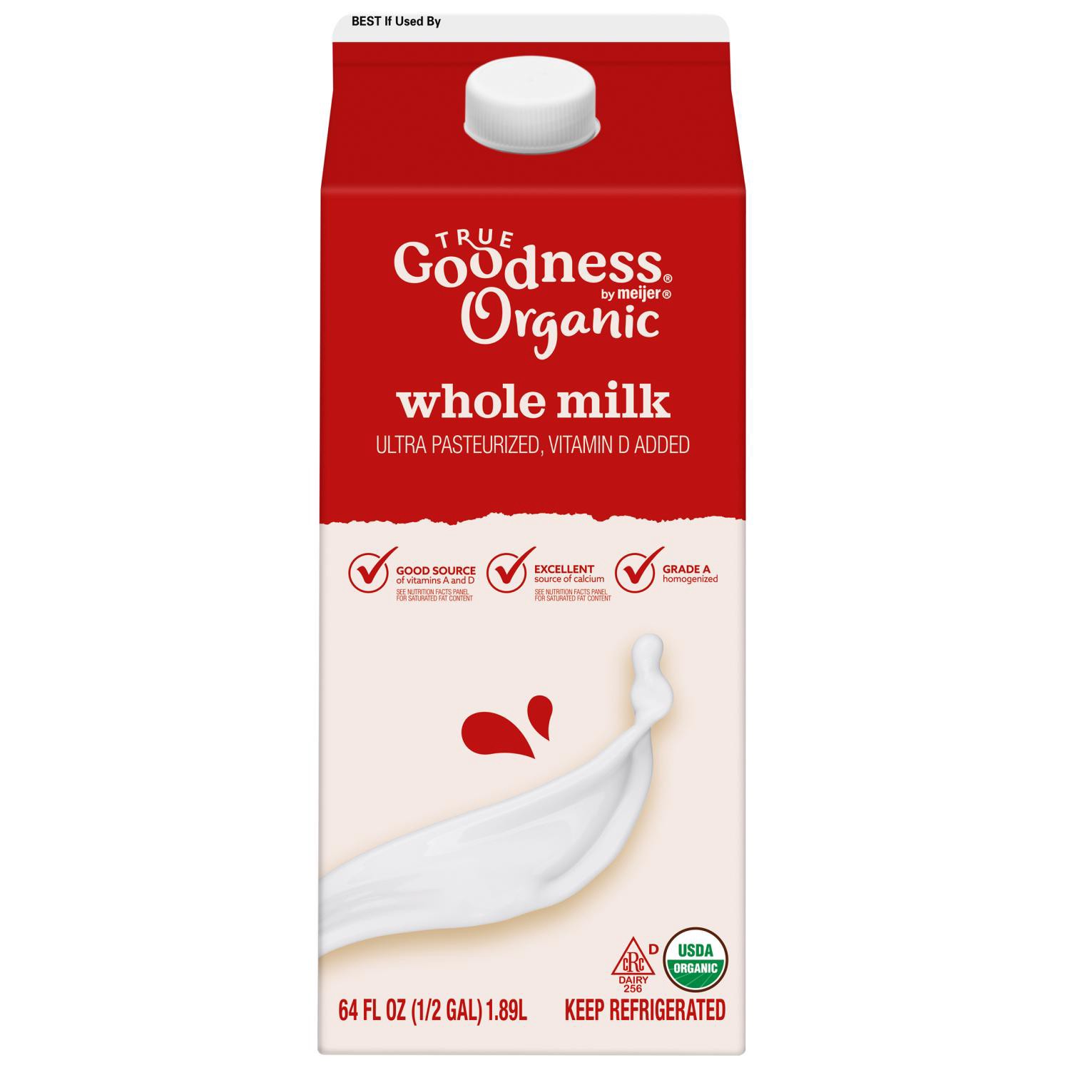 slide 1 of 4, True Goodness Organic Whole Milk, 1/2 Gallon, 1/2 gal