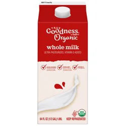 True Goodness Organic Whole Milk, 1/2 Gallon