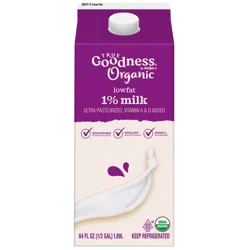 True Goodness Organic 1% Low Fat Milk, 1/2 Gallon