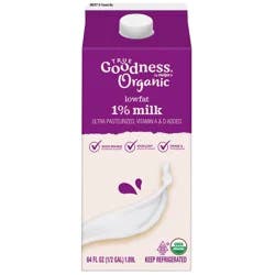 True Goodness Organic 1% Low Fat Milk, 1/2 Gallon