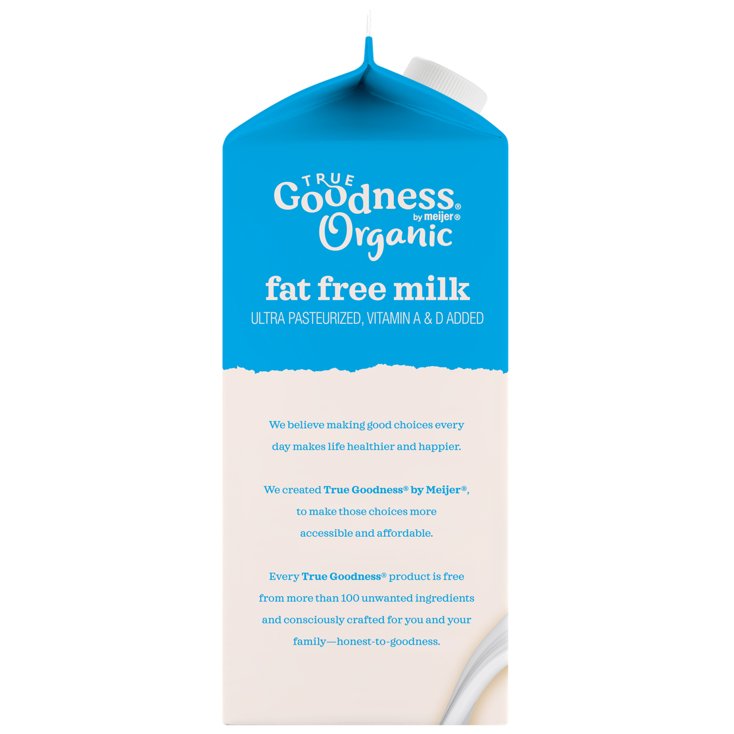 slide 2 of 3, True Goodness Organic Fat Free Milk, 1/2 gal