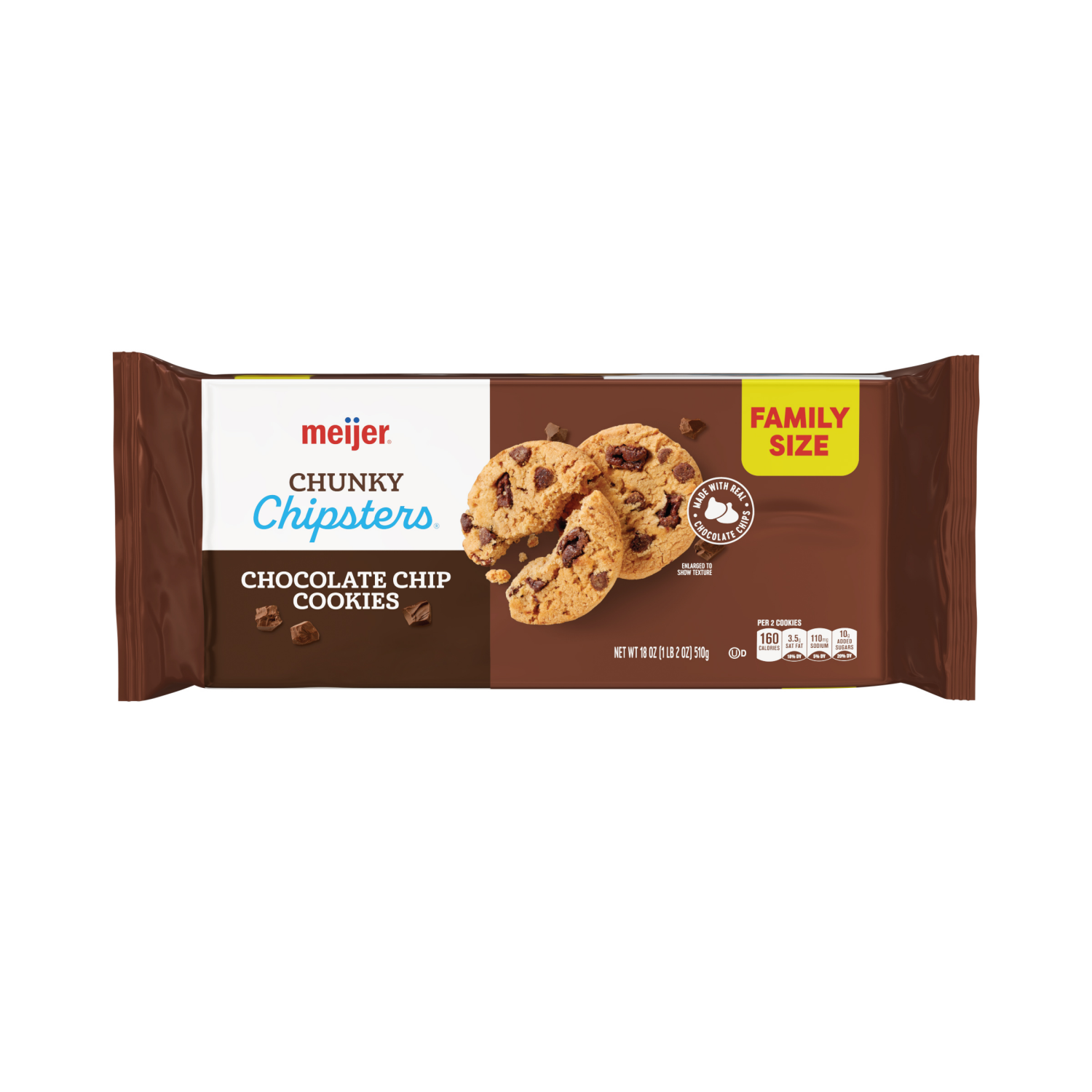 slide 1 of 2, Meijer Chunky Chipsters Chocolate Chip Cookies, Family Size, 18 Oz, 18 oz