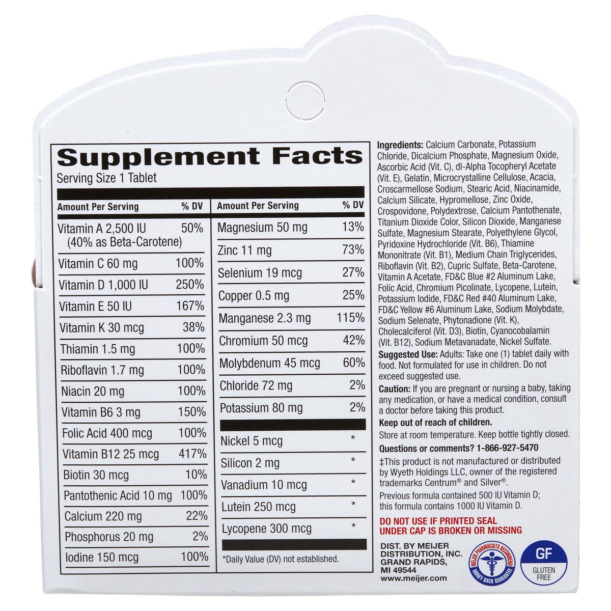 slide 3 of 3, Meijer Adults 50+ Century Multivitamin, 125 ct