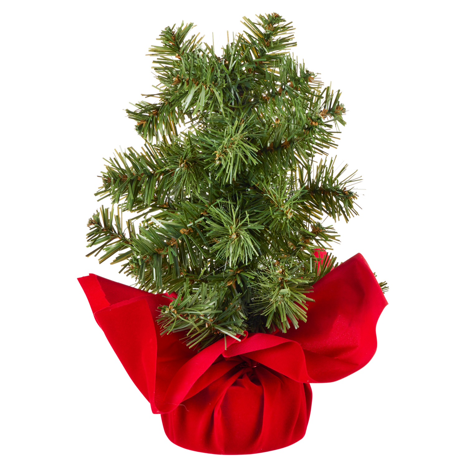 slide 1 of 1, December Home Christmas Pine Tree with Red Velvet Base, 12'', 12 in