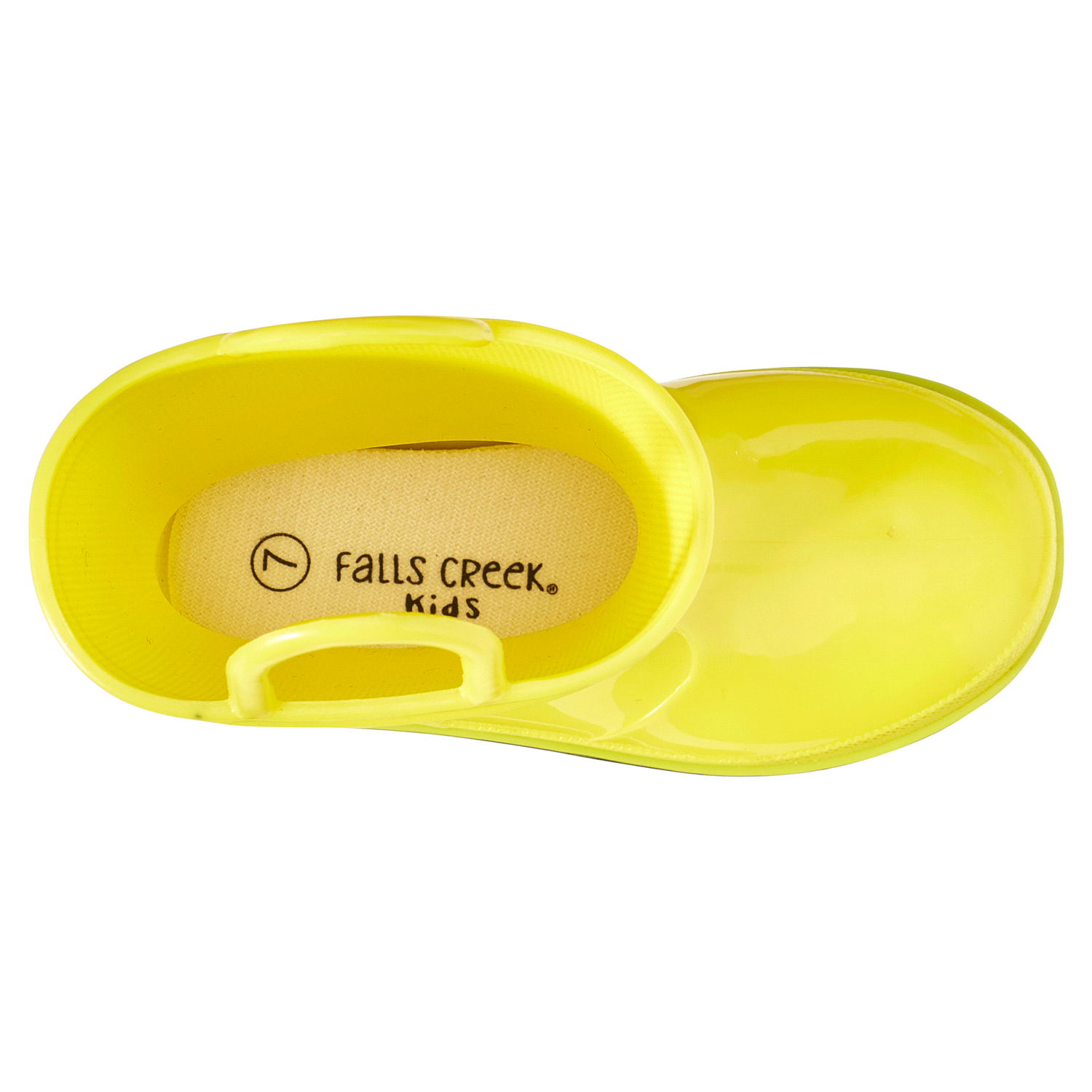 slide 4 of 4, Falls Creek Toddle Boy Shiny Yellow Rain Boot, Yellow, size 5, Size 5