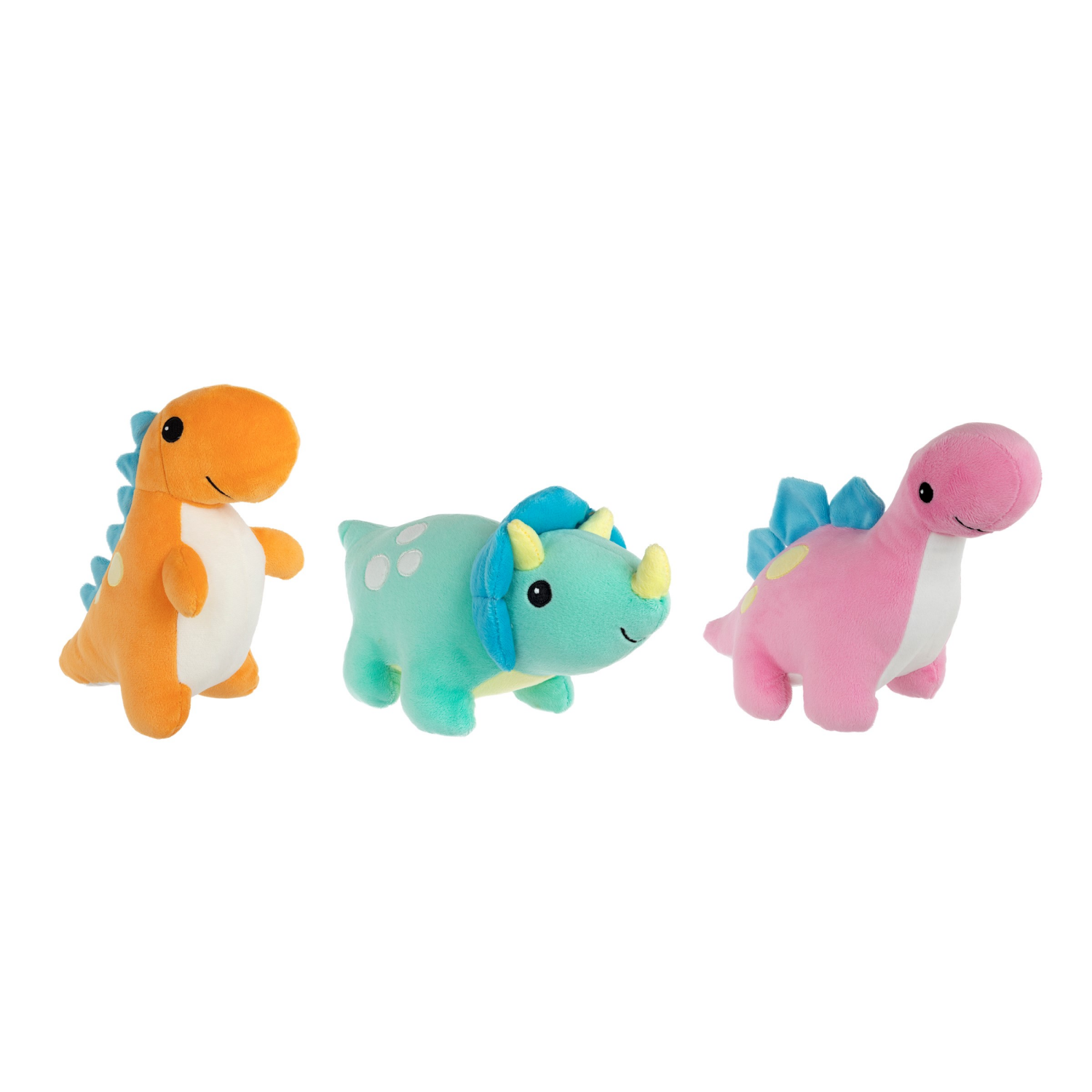 slide 2 of 4, Meijer Baby Plush Dinosaur, 9.5 In - 11 In, 3 Pk, Assorted Colors, 3 ct