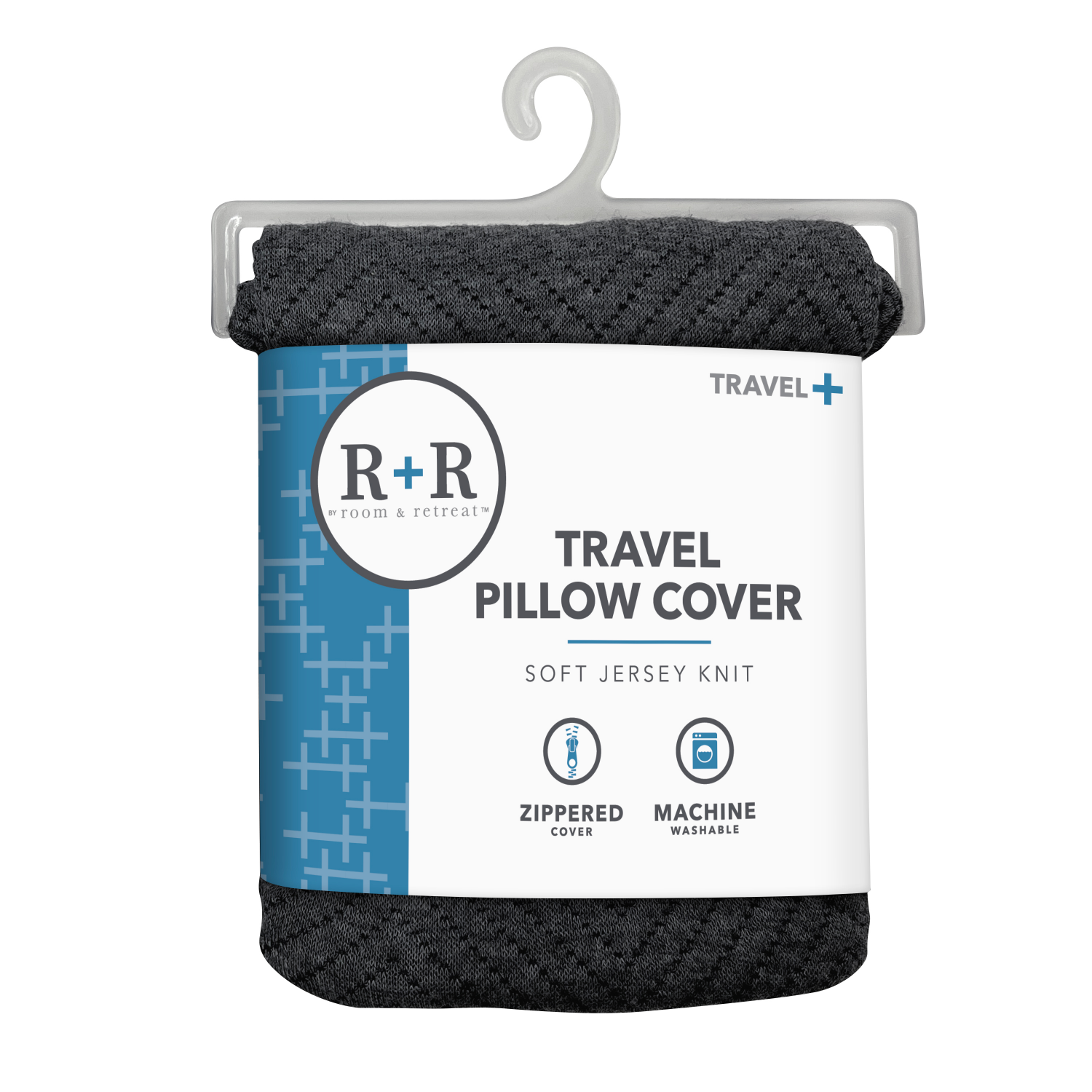slide 1 of 1, R+R Room + Retreat Polyester Travel Pillow Protector, Pewter Chevron Ptint, 1 ct