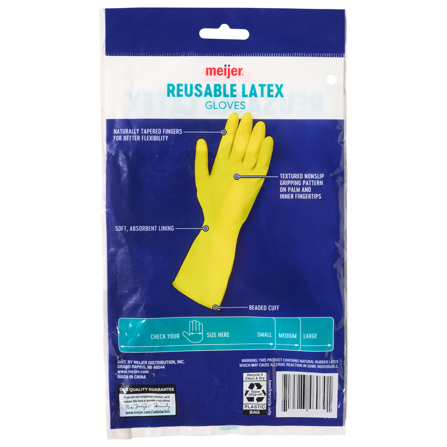 slide 2 of 5, Meijer Reusable Household Latex Gloves Lg 2 pr, 2 ct