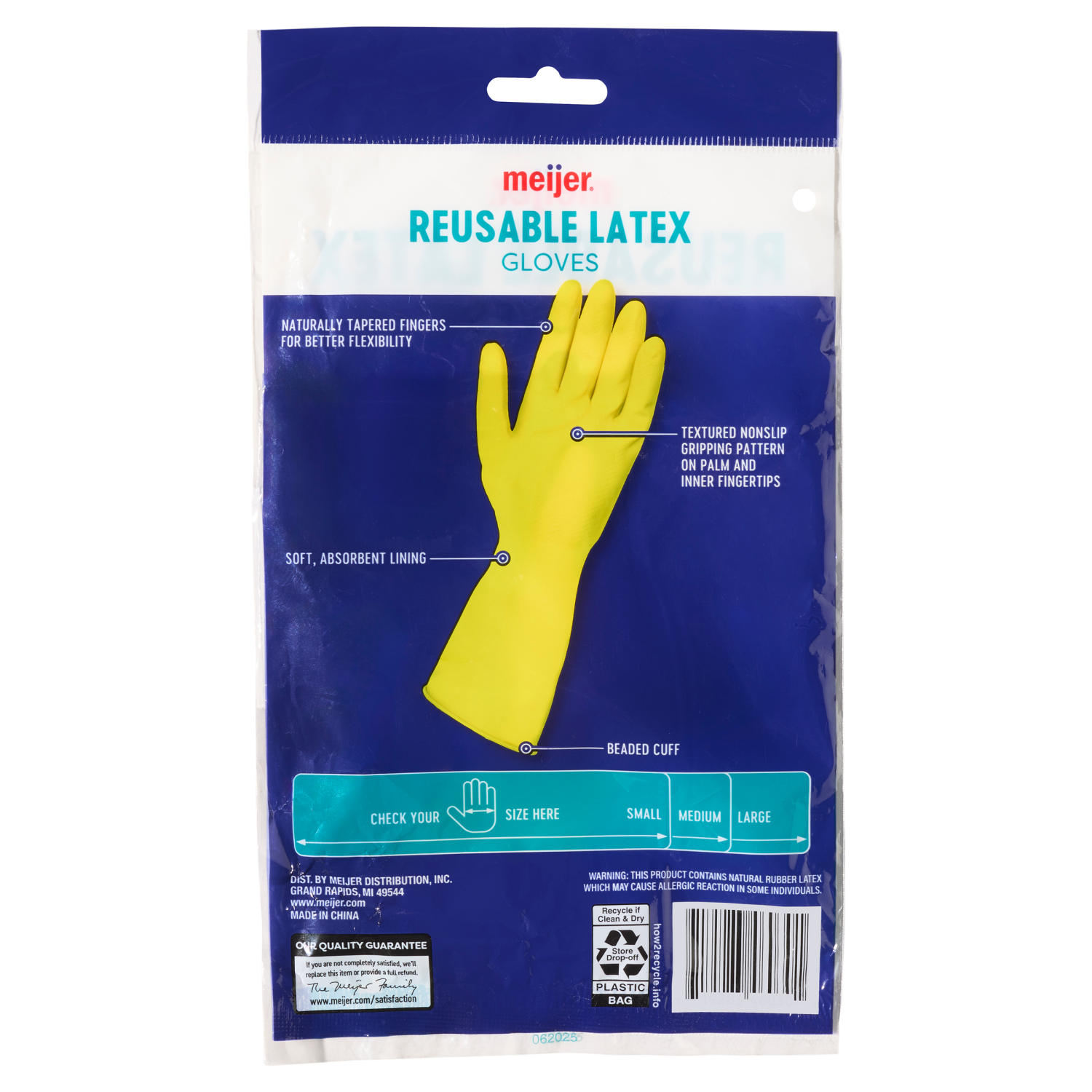 slide 2 of 5, Meijer Reusable Latex Household Gloves Med 2 pr, 2 ct