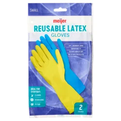 Meijer Reusable Latex Household Gloves, Small, 2 Pr