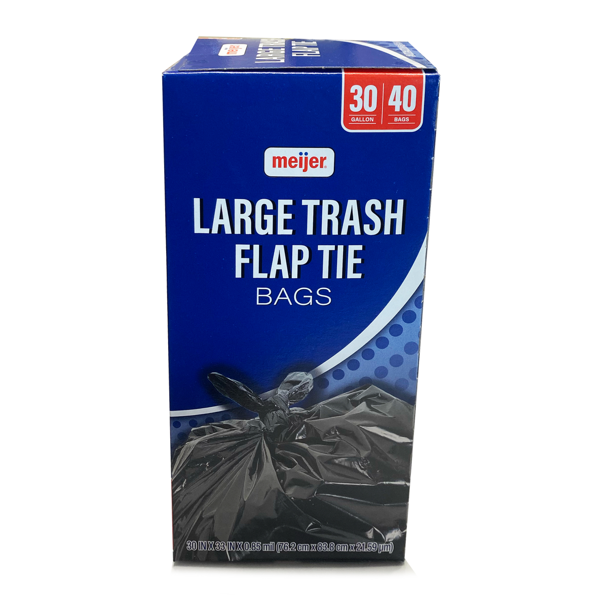 slide 2 of 2, Meijer Large Trash Flap Tie Bags, 30 gal, 40 ct