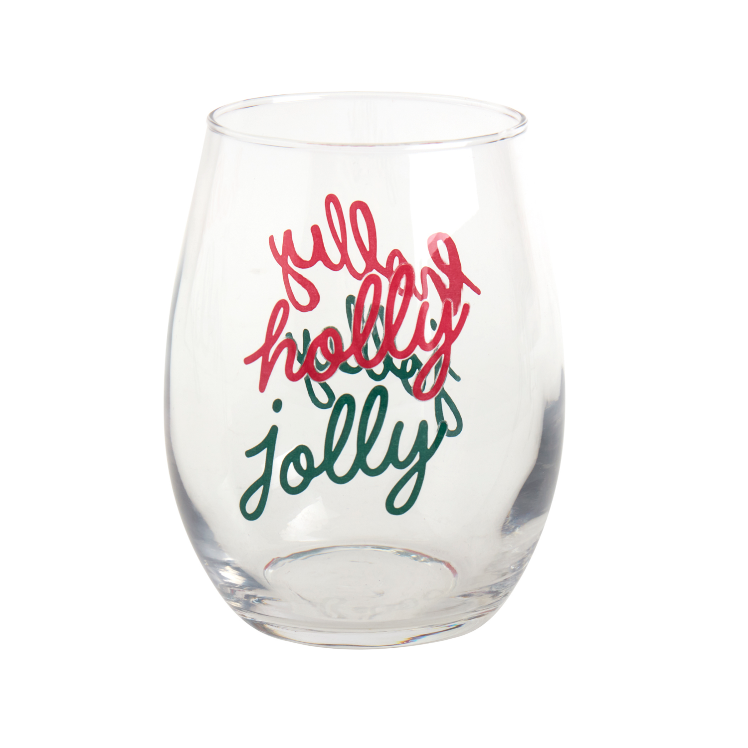 slide 1 of 1, December Home DH STEMLESS WINE GLASS HOLLY JOLLY, 1 ct