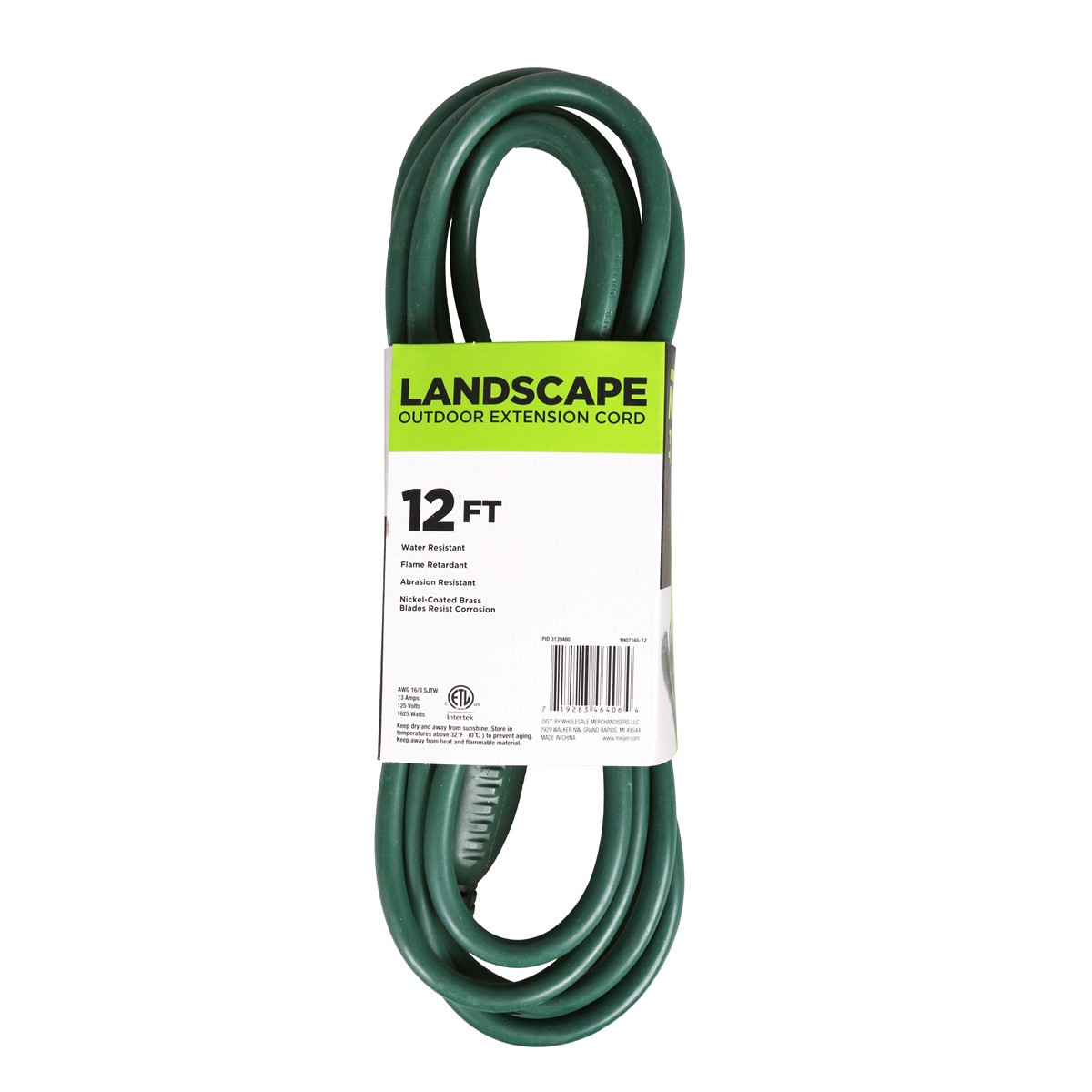 slide 5 of 9, Outdoor16/3 Extension Cord - Green, 12 ft