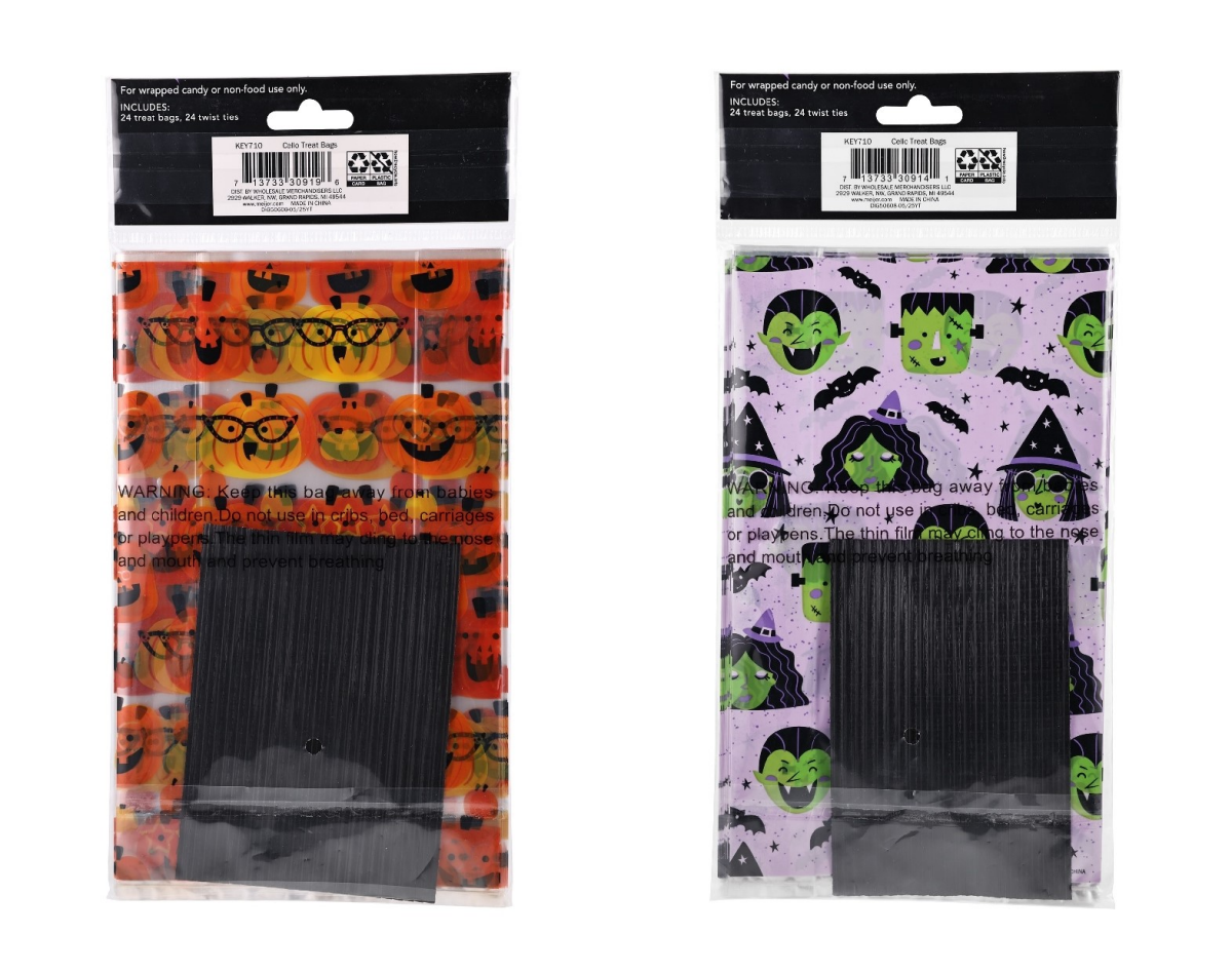 slide 4 of 4, Meijer Corporate Seasonal Meijer Halloween Cello Treat Bag, 2 Assorted Styles, 24 ct