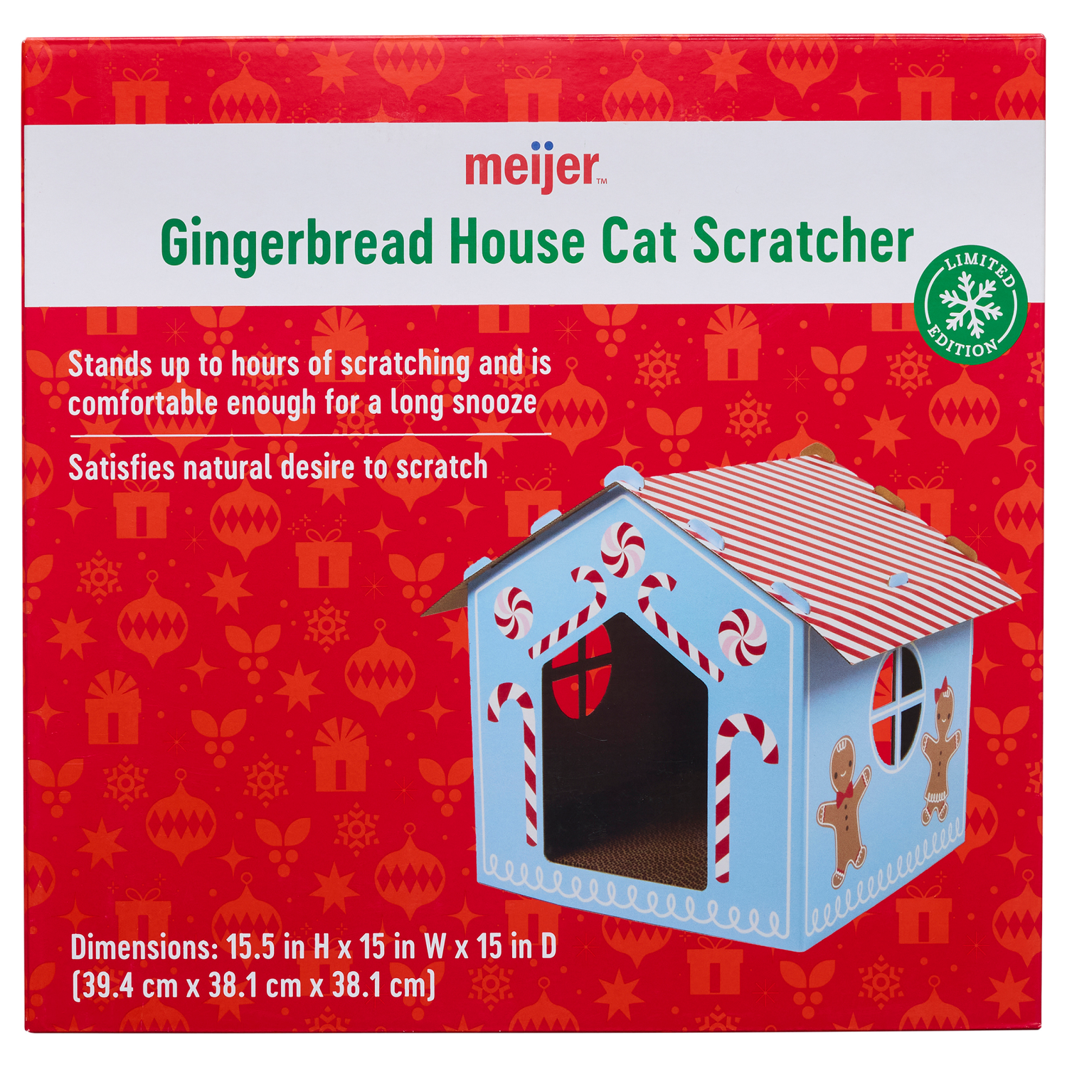 slide 1 of 3, Meijer Holiday Gingerbread House Cat Scratcher, 1 ct
