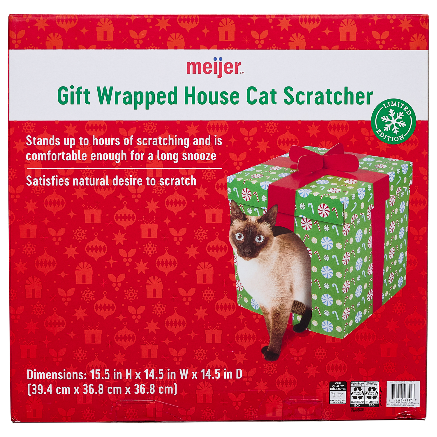 slide 2 of 3, Meijer Holiday Present House Cat Scratcher, 1 ct