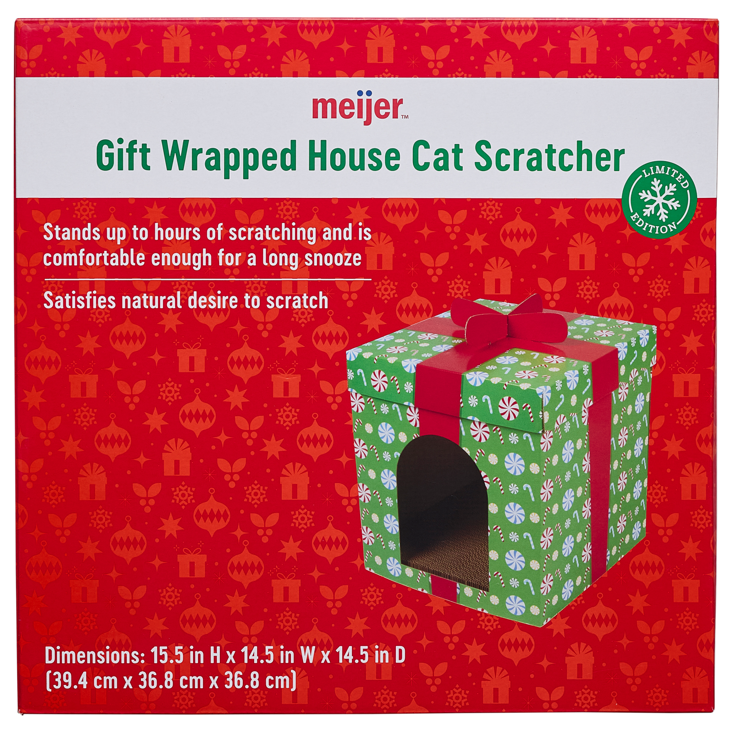 slide 1 of 3, Meijer Holiday Present House Cat Scratcher, 1 ct