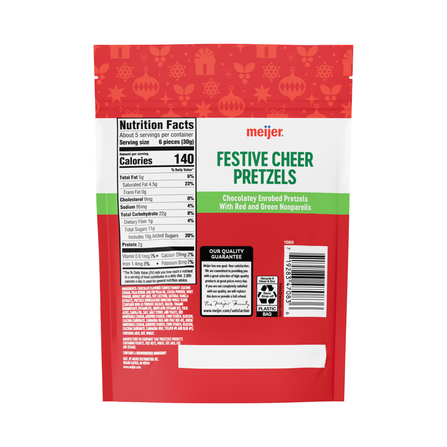 slide 2 of 2, Meijer Cheer Chocolate Pretzels Red & Green 5oz, 5 oz