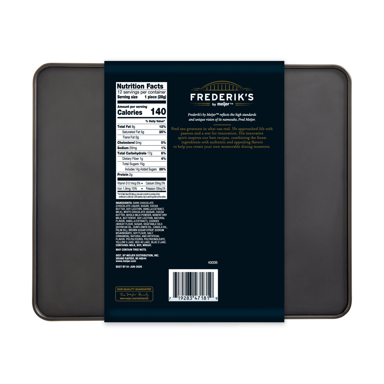 slide 2 of 2, FREDERIKS BY MEIJER Frederiks Cookie Butter Bar Tin 12 Oz, 12 oz