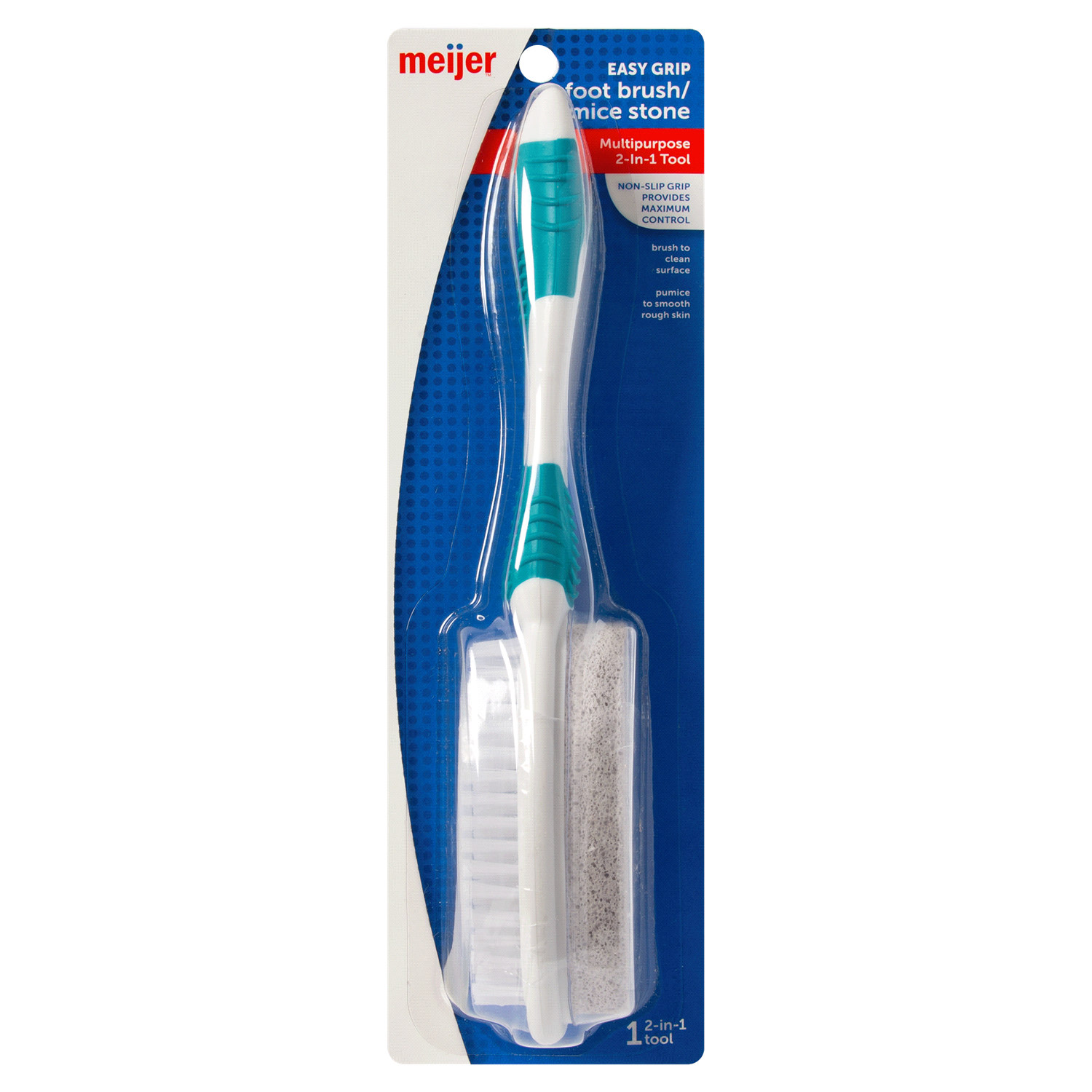slide 1 of 2, Meijer Easy Grip Foot Brush and Pumice Stone, 1 ct
