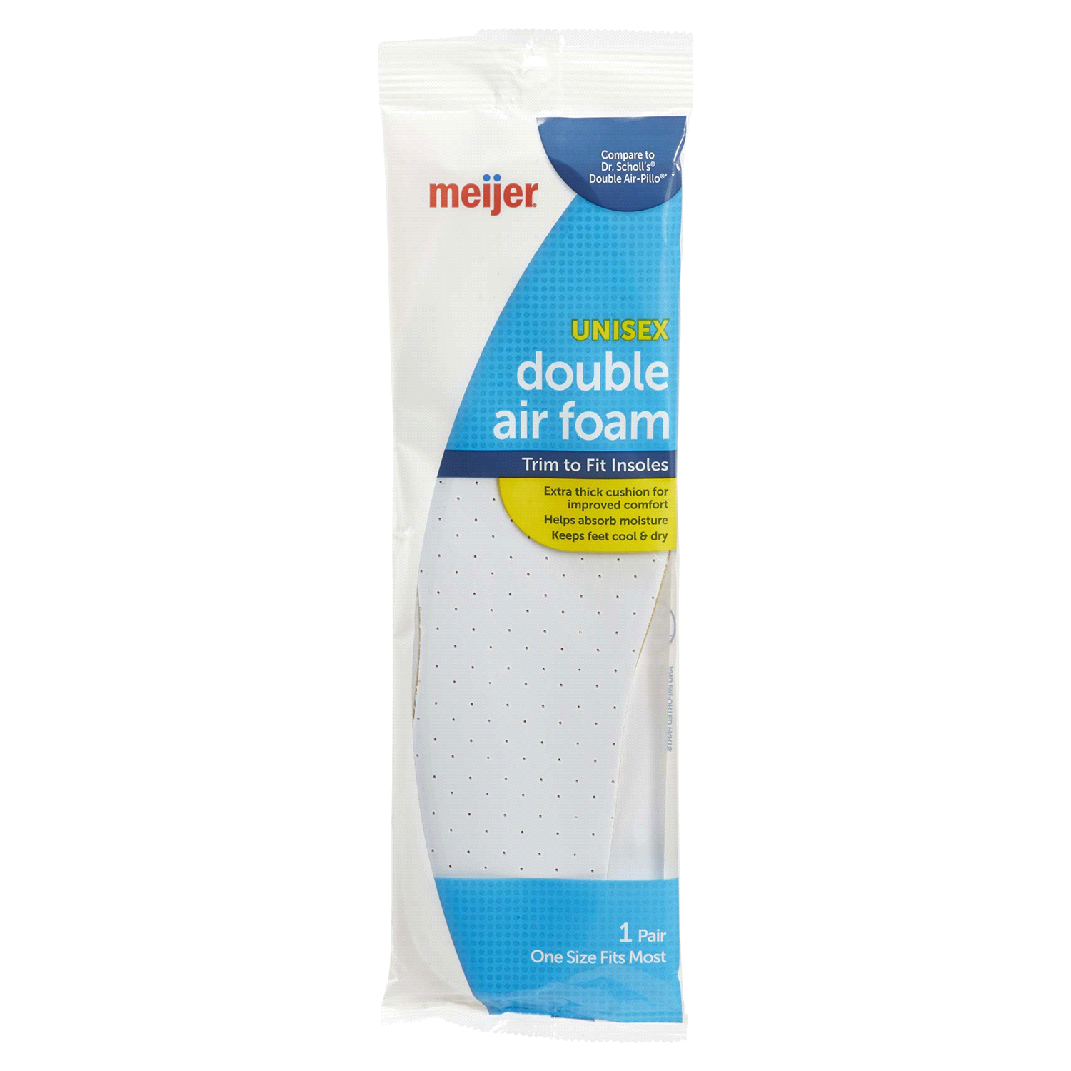 slide 1 of 5, Meijer Double Thick Air Foam Insoles, One Size Fits Most, 1 Pair, 1 ct