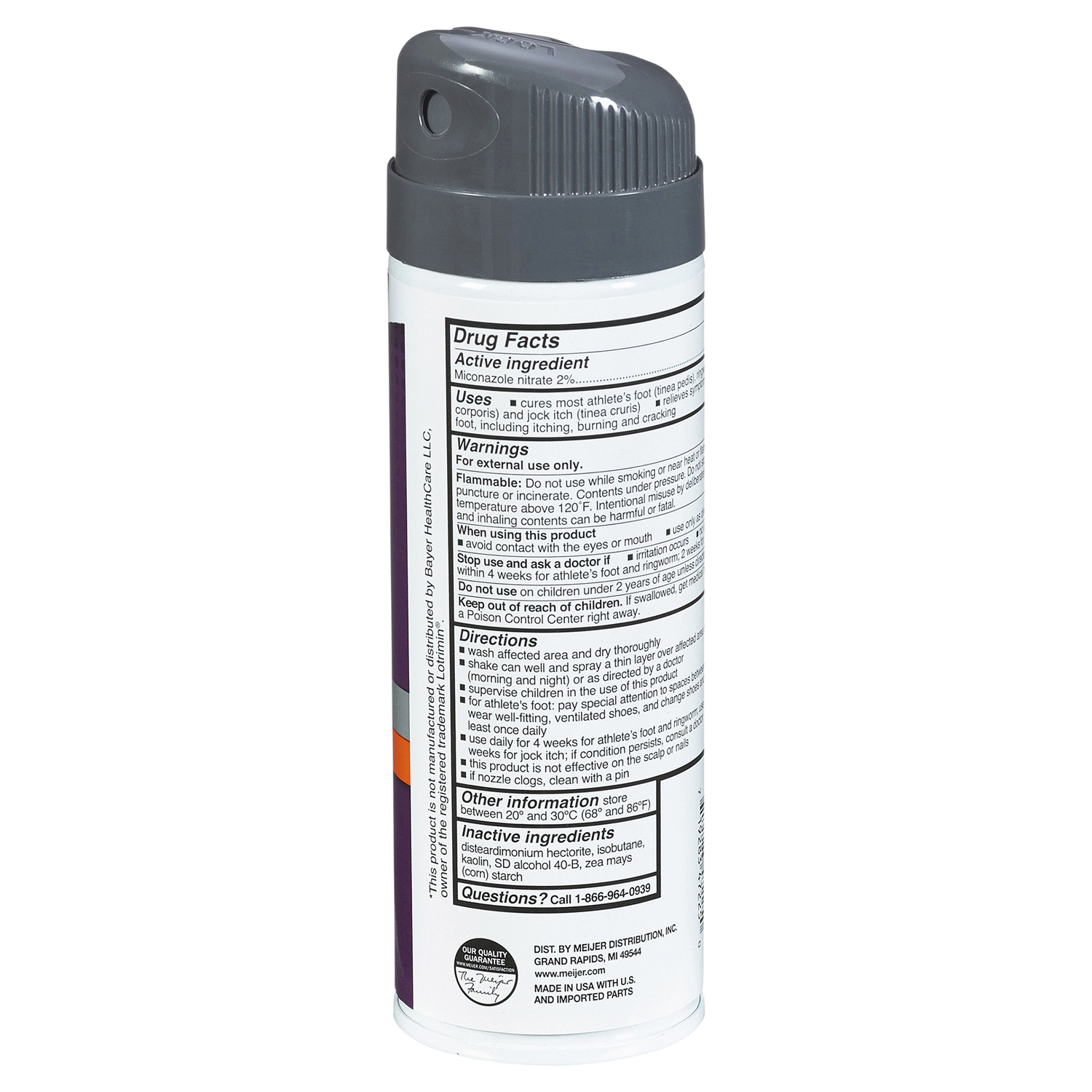 slide 2 of 3, MEIJER ATHL FT MICONAZOLE POWDER SPRAY, 4.6 oz
