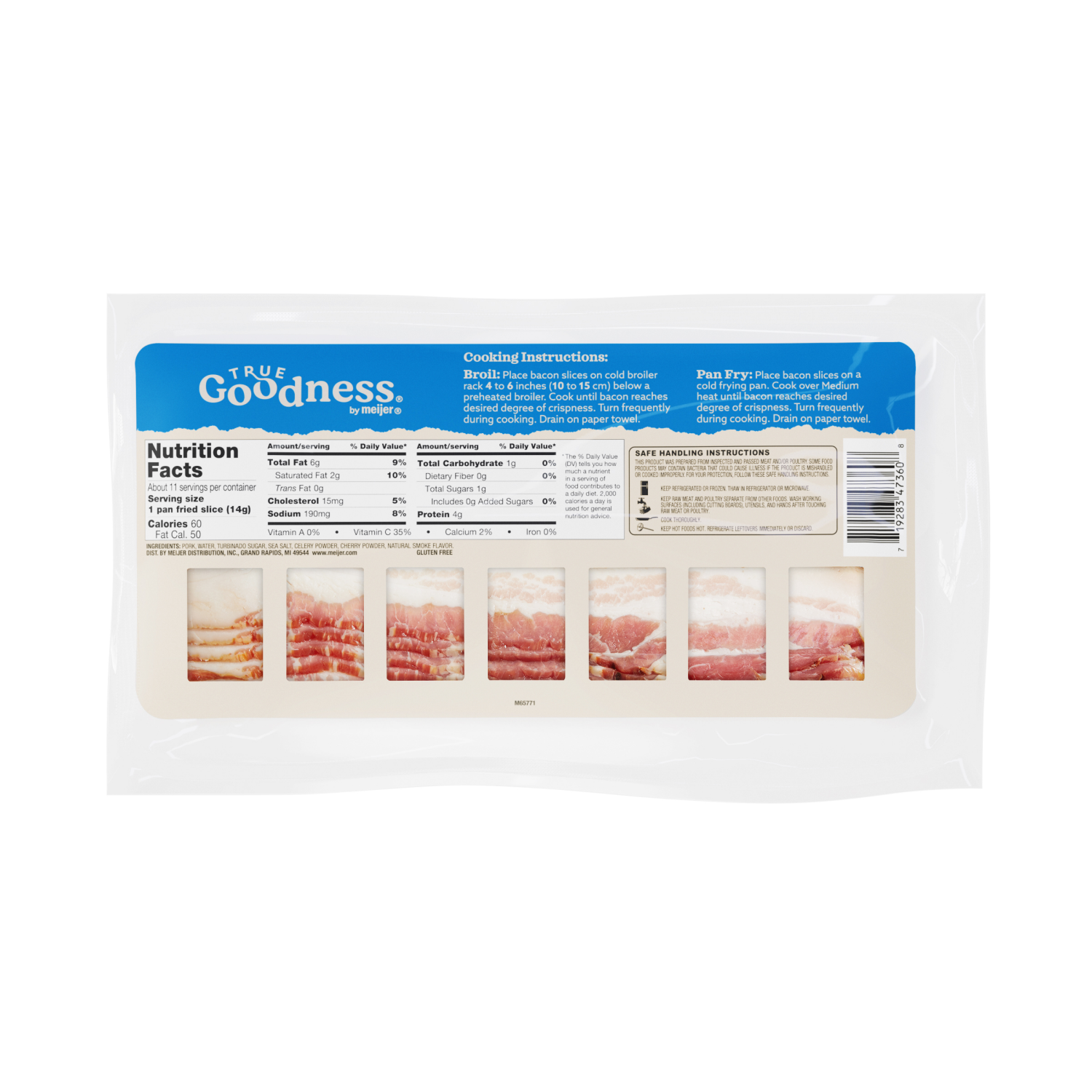 slide 2 of 2, True Goodness Hardwood Smoked Thick Cut Bacon ABF 12 oz, 12 oz