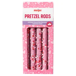 Meijer Pink Chocolate - Red, Pink, White Hearts Pretzel Rods 6ct