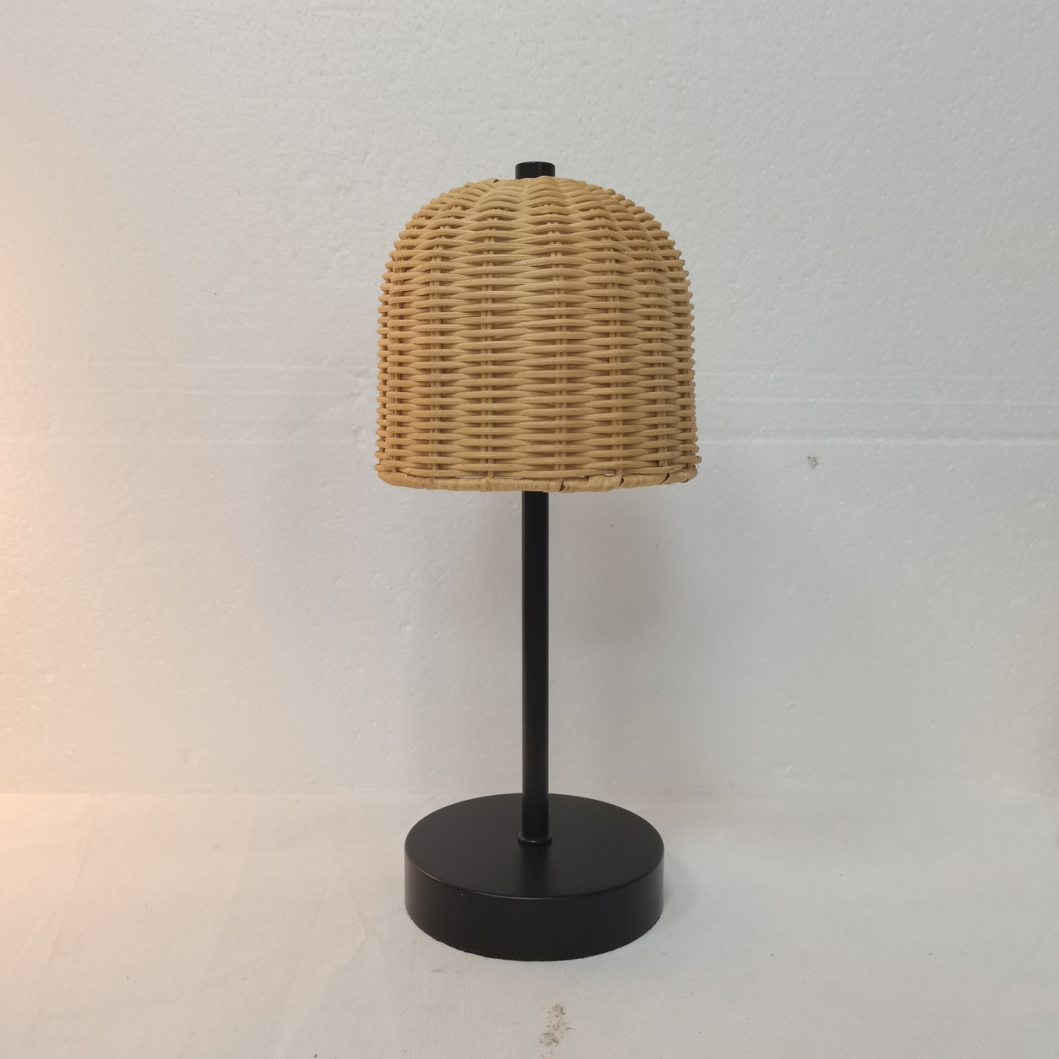 slide 1 of 1, ROOM & RETREAT RECHARGEABLE LAMP RATTAN BLACK, 1 ct