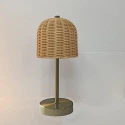 ROOM & RETREAT RECHARGEABLE LAMP RATTAN BRASS