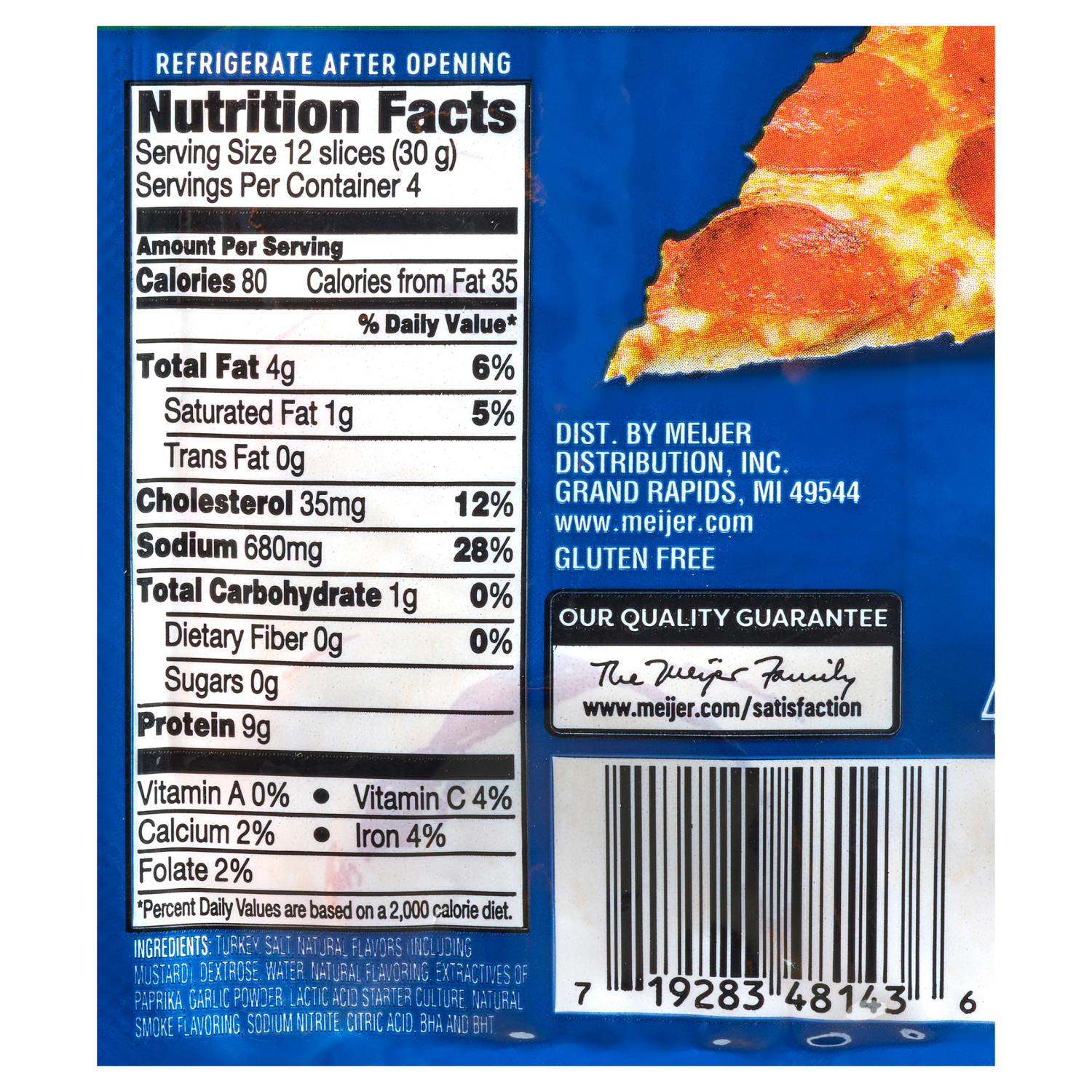 slide 2 of 2, Meijer Sliced Turkey Pepperoni, 4 oz