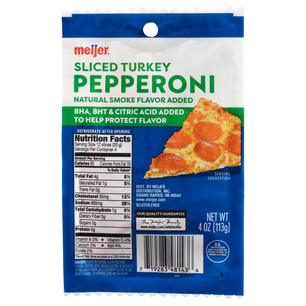 slide 1 of 9, Meijer Sliced Turkey Pepperoni, 4 oz