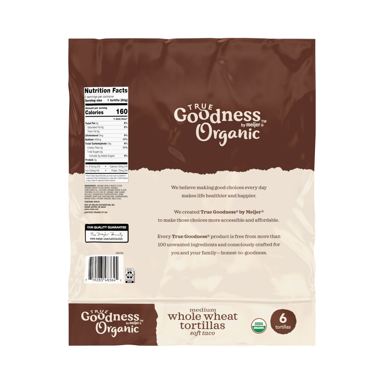 slide 2 of 2, True Goodness Whole Wheat Soft Taco 6ct/10.5oz, 6 ct; 10.5 oz