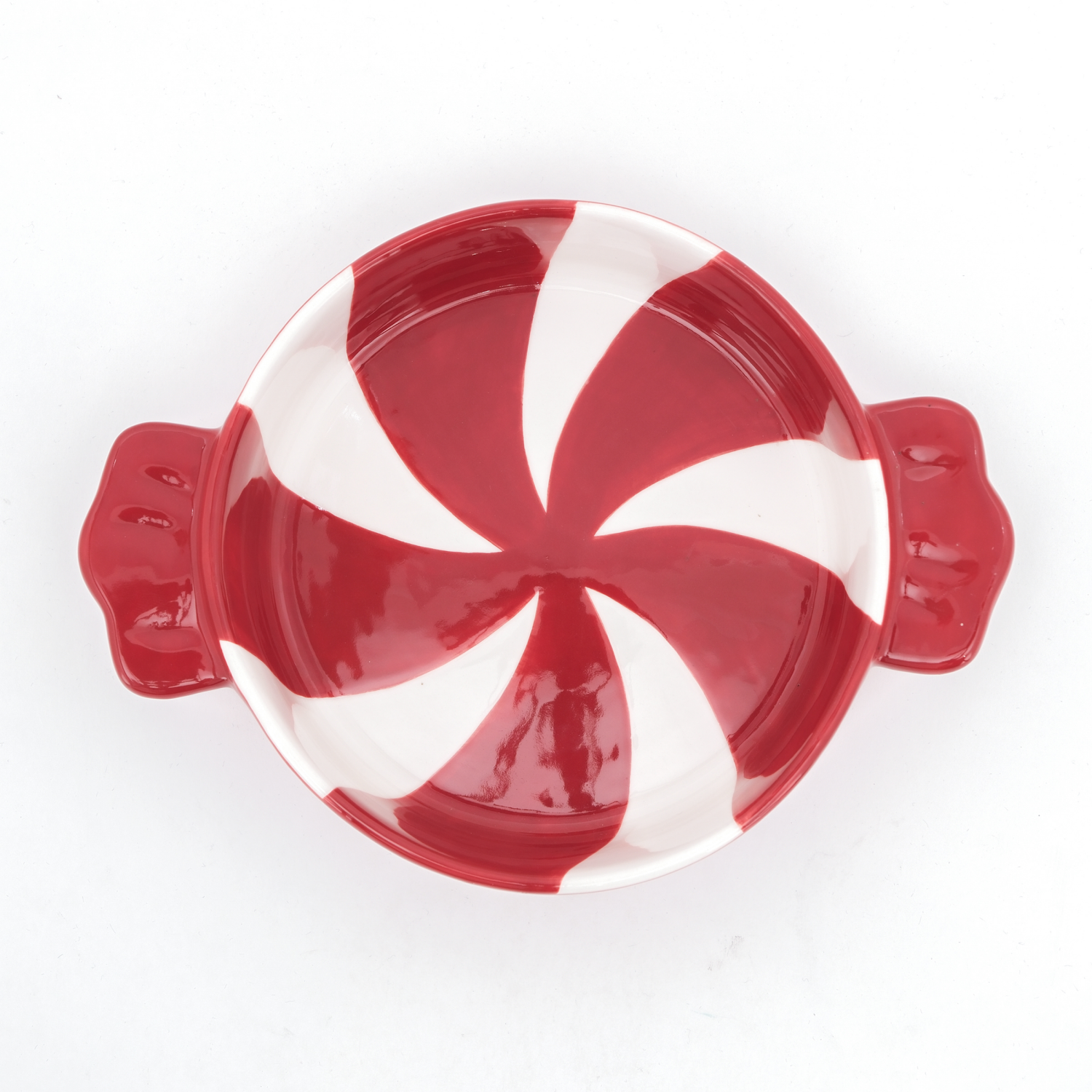 slide 1 of 4, December Home DH STONEWARE BAKING DISH CANDY SWIRL, 2.13 inh