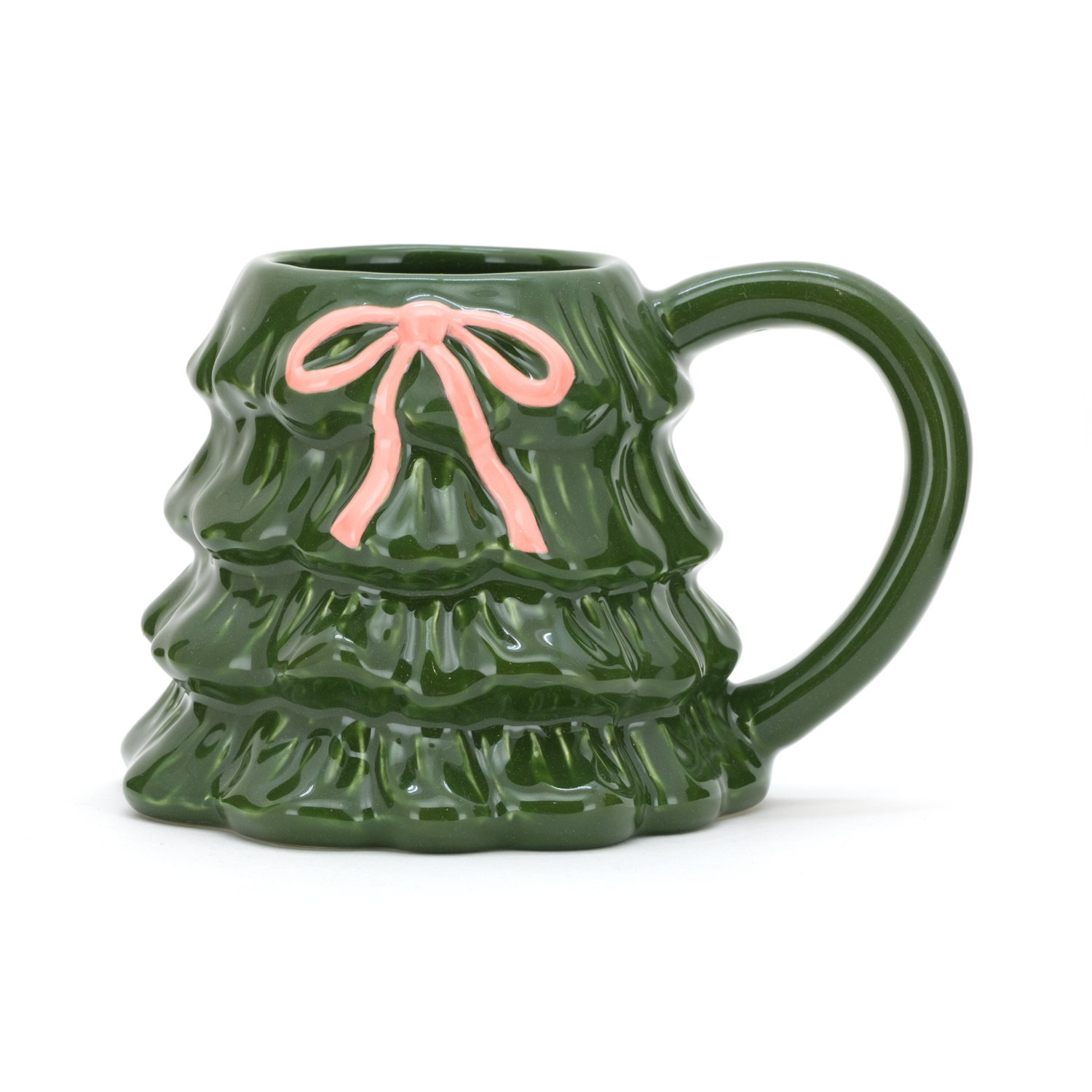 slide 1 of 4, December Home DH EARTHENWARE MUG BOW TREE, 3.625 inh