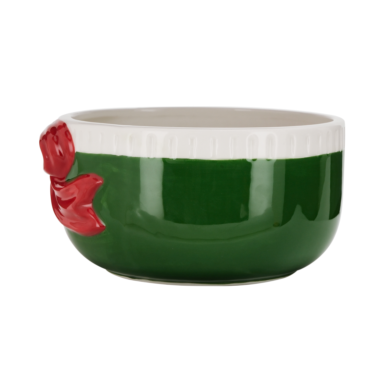 slide 3 of 4, December Home DH EARTHENWARE CANDY BOWL BOW, 3.7 in
