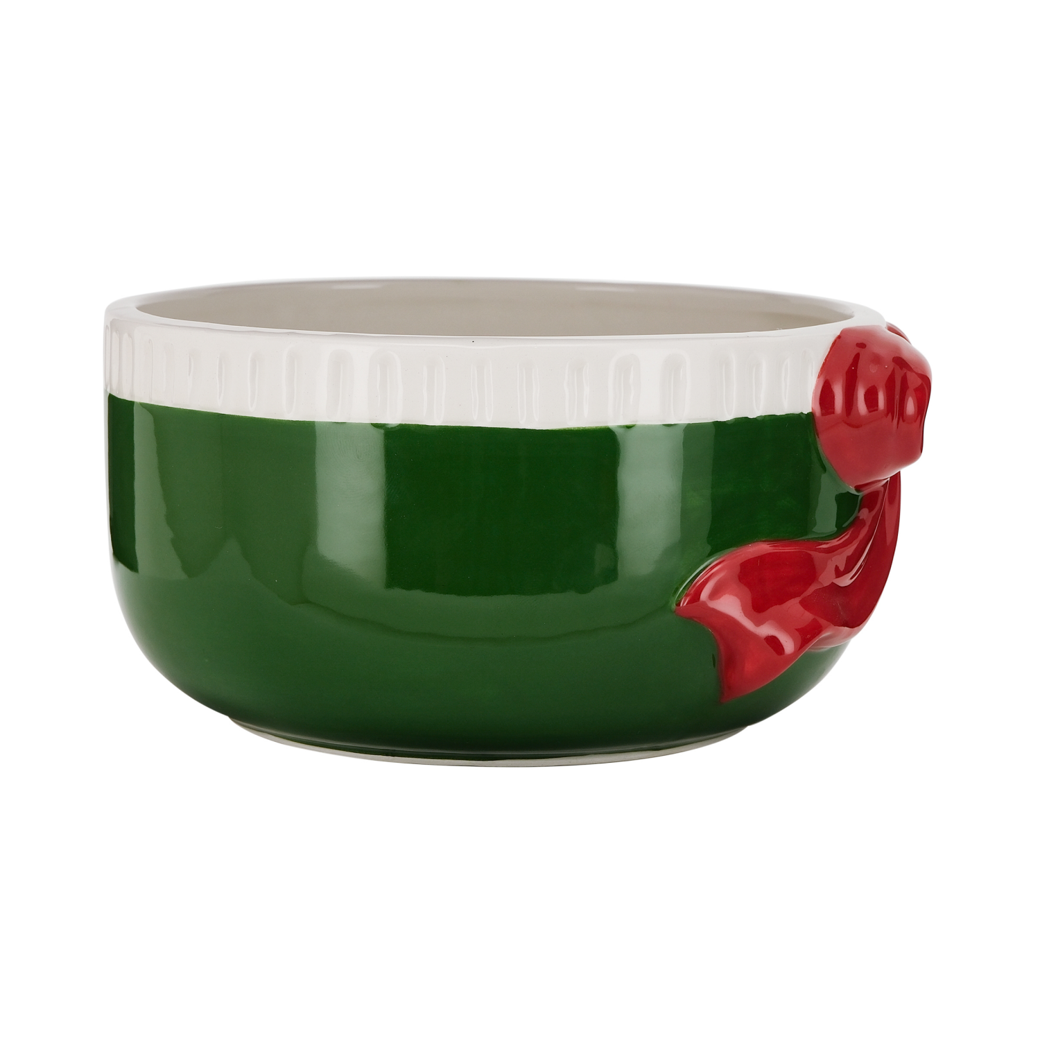 slide 4 of 4, December Home DH EARTHENWARE CANDY BOWL BOW, 3.7 in