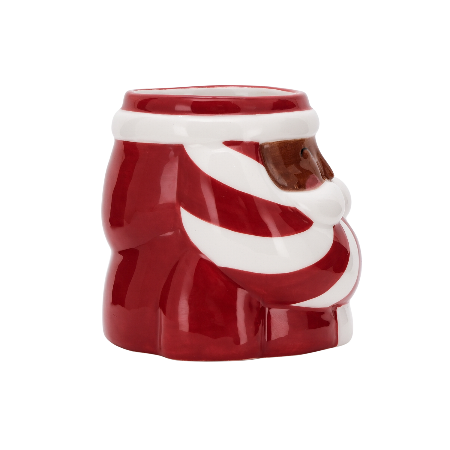 slide 3 of 4, December Home DH EARTHENWARE MUG SANTA RED SWIRL, 3.875 inh