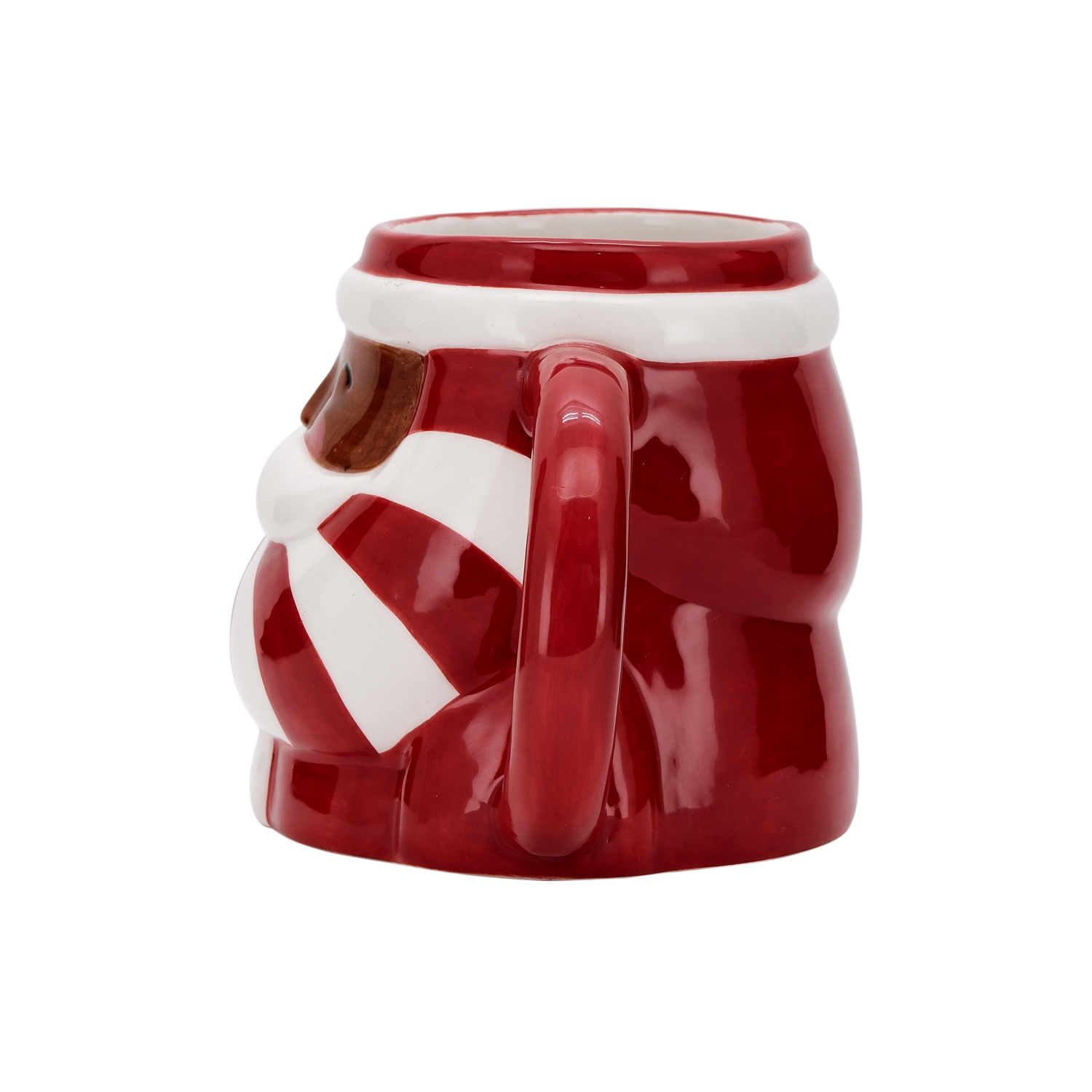 slide 4 of 4, December Home DH EARTHENWARE MUG SANTA RED SWIRL, 3.875 inh